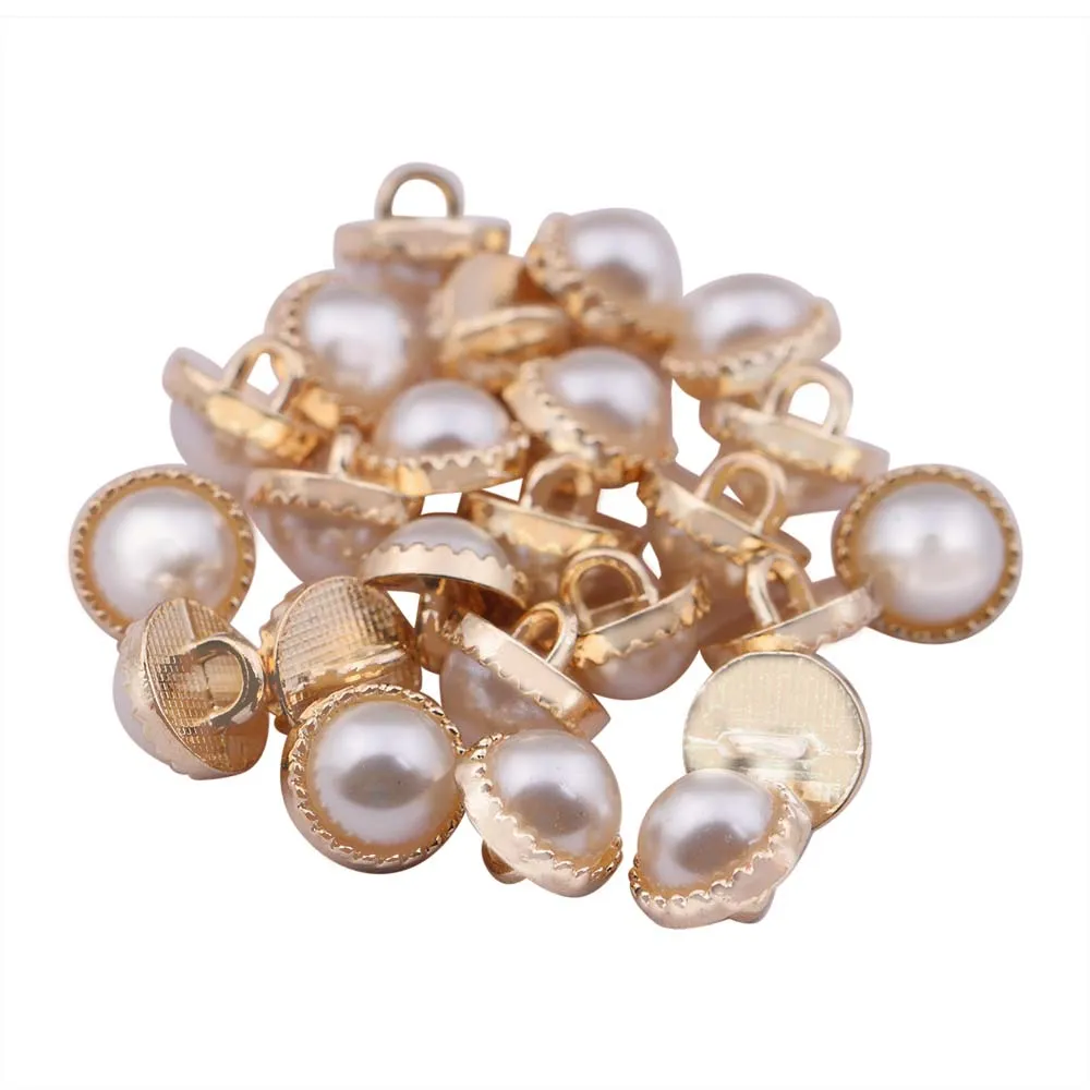 10mm (16L) Classic Shiny Gold Metal Pearl Buttons for Dresses