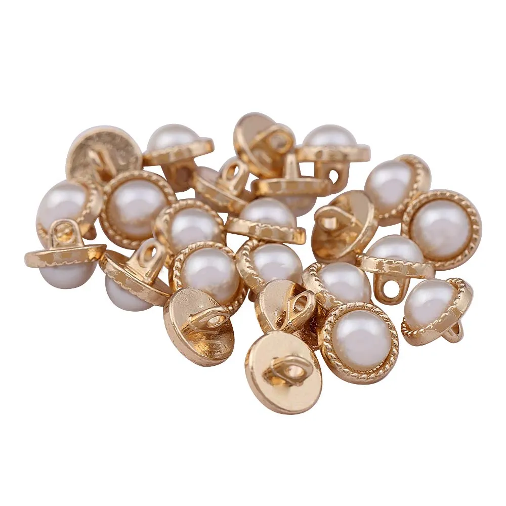 10mm (16L) Classic Shiny Gold Metal Pearl Dress Buttons