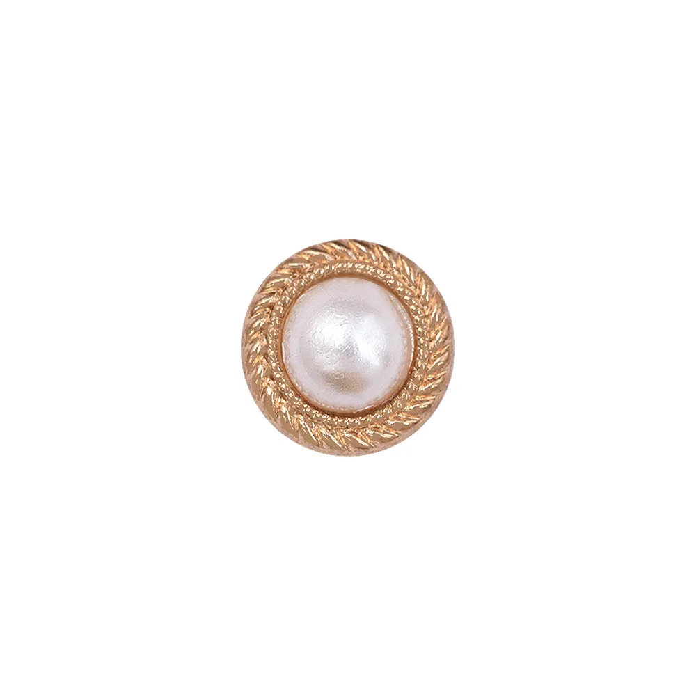 10mm (16L) Decorative Rounded Rim Shiny Gold Pearl Buttons