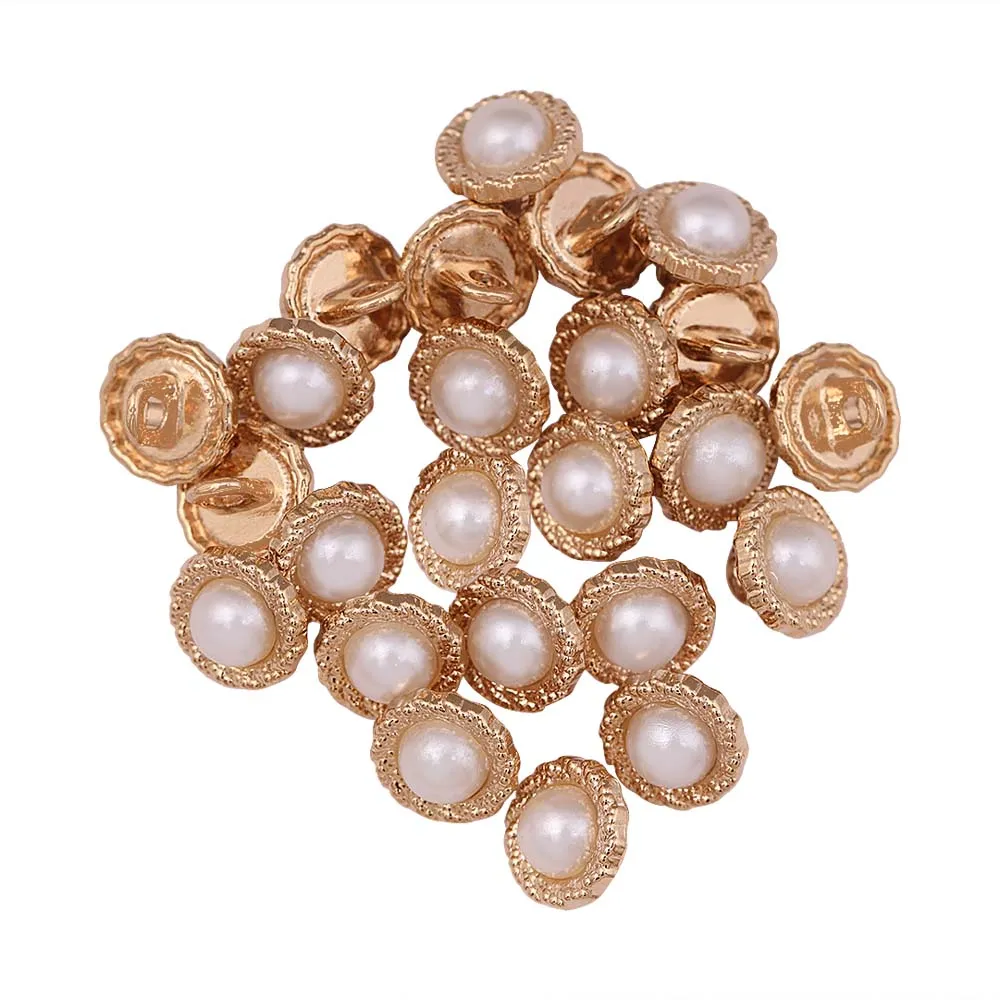 10mm (16L) Round Shape Shiny Decorative Rim Pearl Buttons