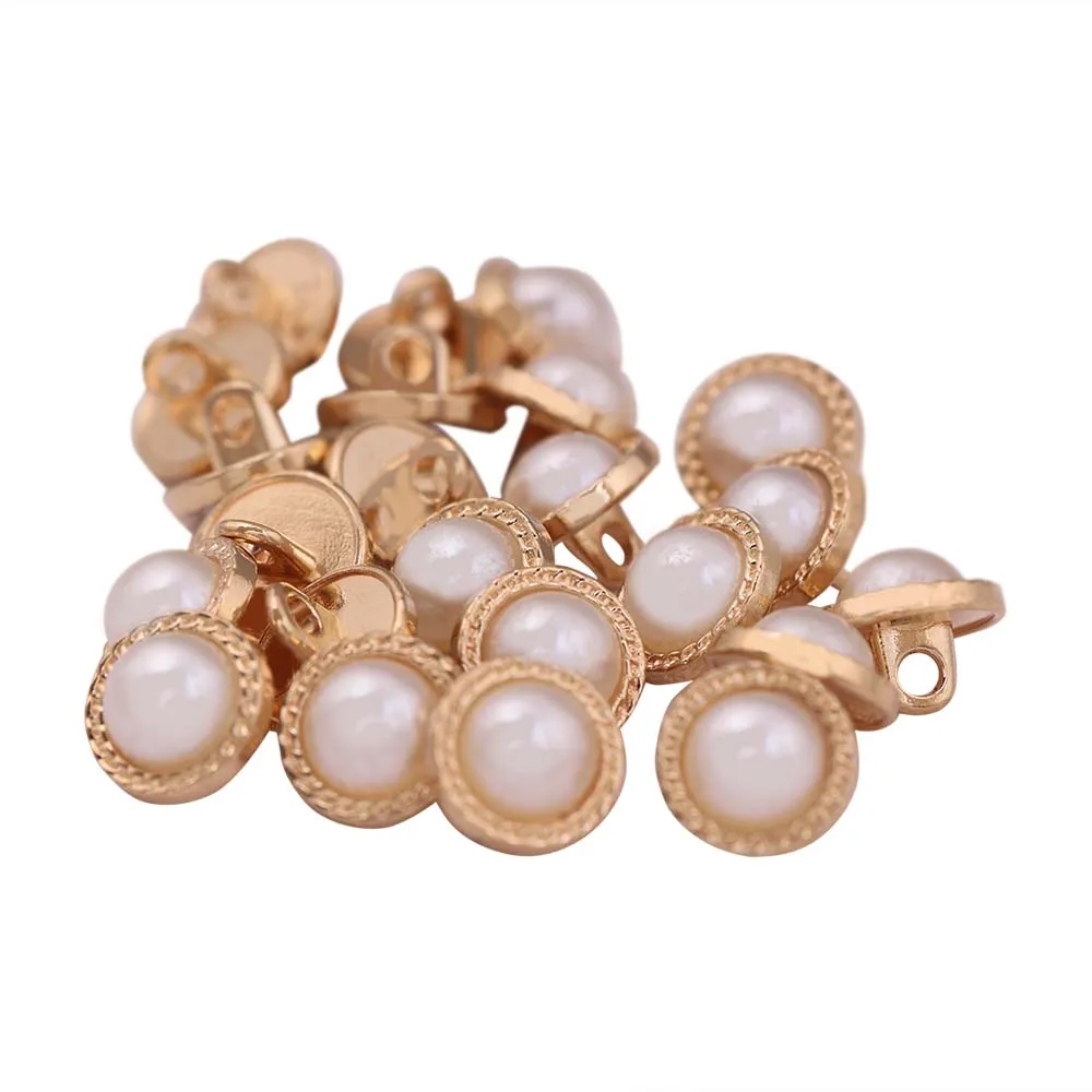 10mm (16L) Round Shape Shiny Pearl Metal Buttons