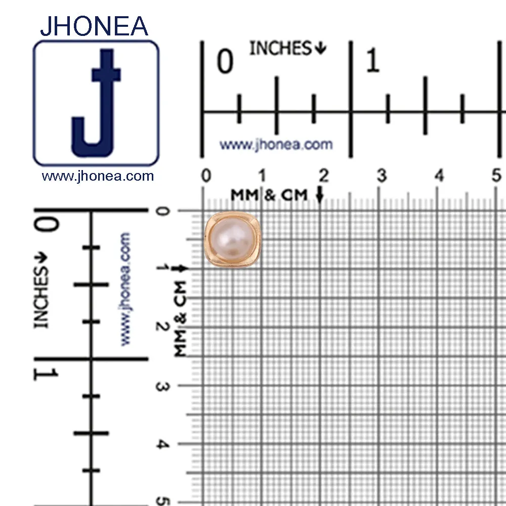 10mm (16L) Rounded Square Shape Shiny Gold Pearl Buttons