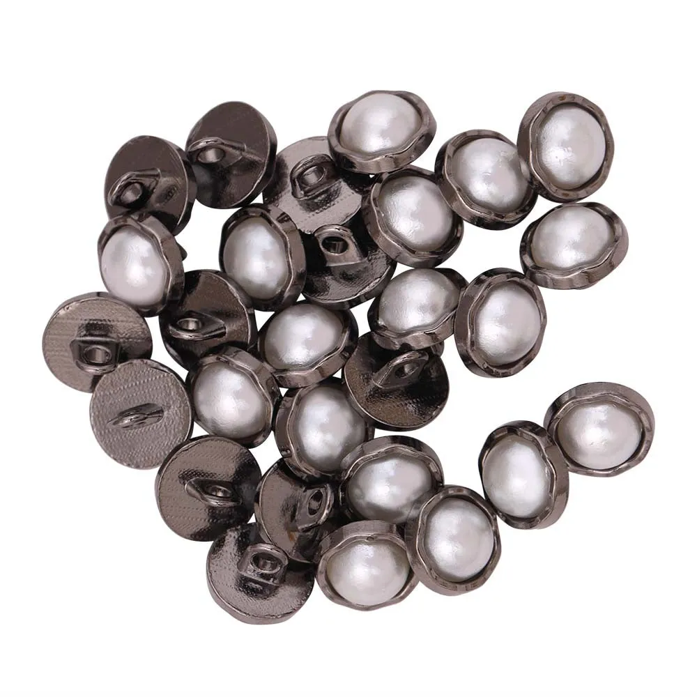 10mm (16L) Wavy Rounded Rim Shiny Decorative Pearl Buttons