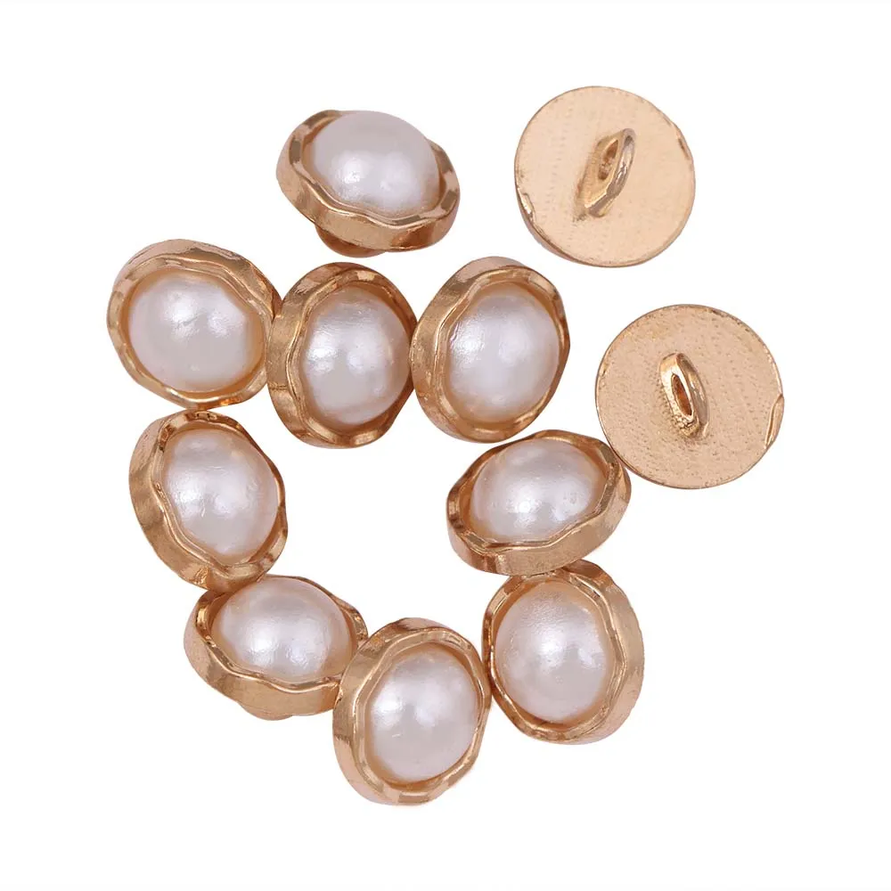 10mm (16L) Wavy Rounded Rim Shiny Decorative Pearl Buttons