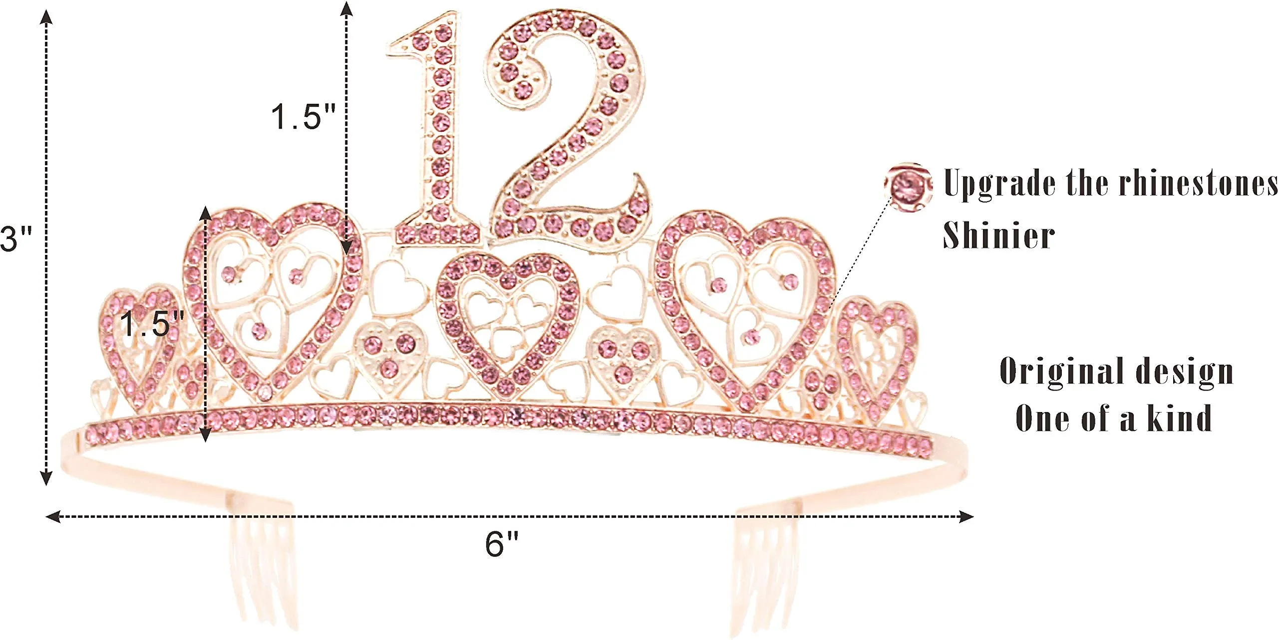 12th Birthday Pink Tiara for girl, 12th Birthday Sash and Crown, 12th Sash Birthday Girl