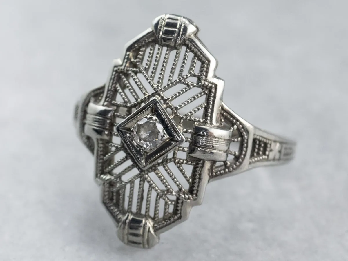 18K Gold Art Deco Diamond Dinner Ring