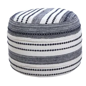 18" Blue Striped Ottoman with 100% Cotton Cover