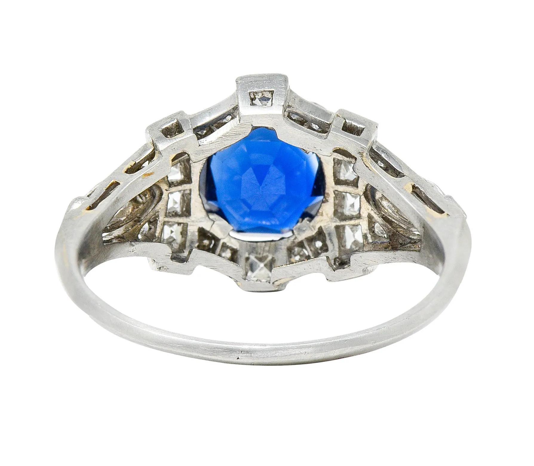 1930's Art Deco 2.95 CTW Sapphire Diamond Platinum Dinner Ring