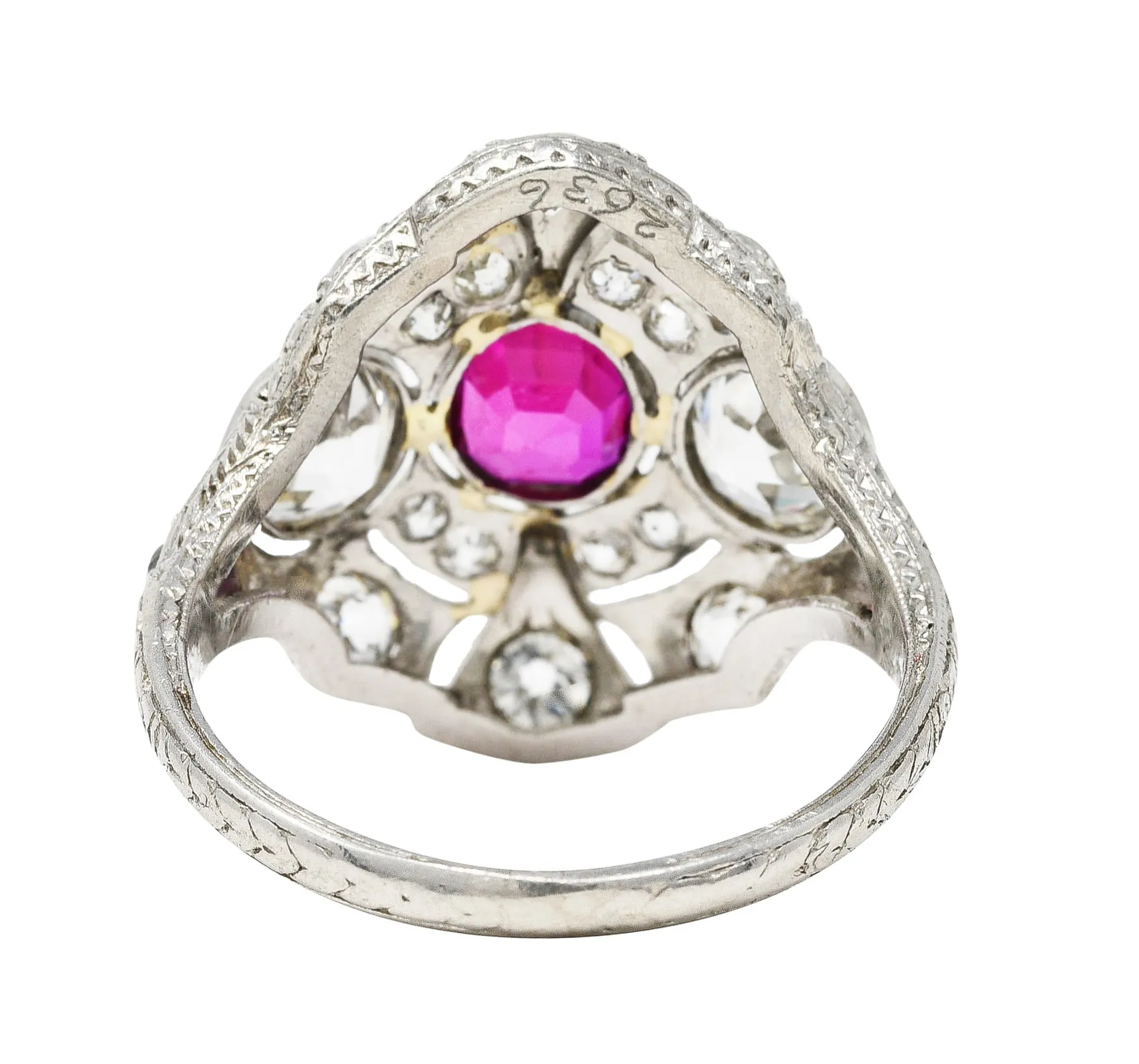 1930's Art Deco 3.18 CTW Ruby Diamond Platinum Dinner Ring