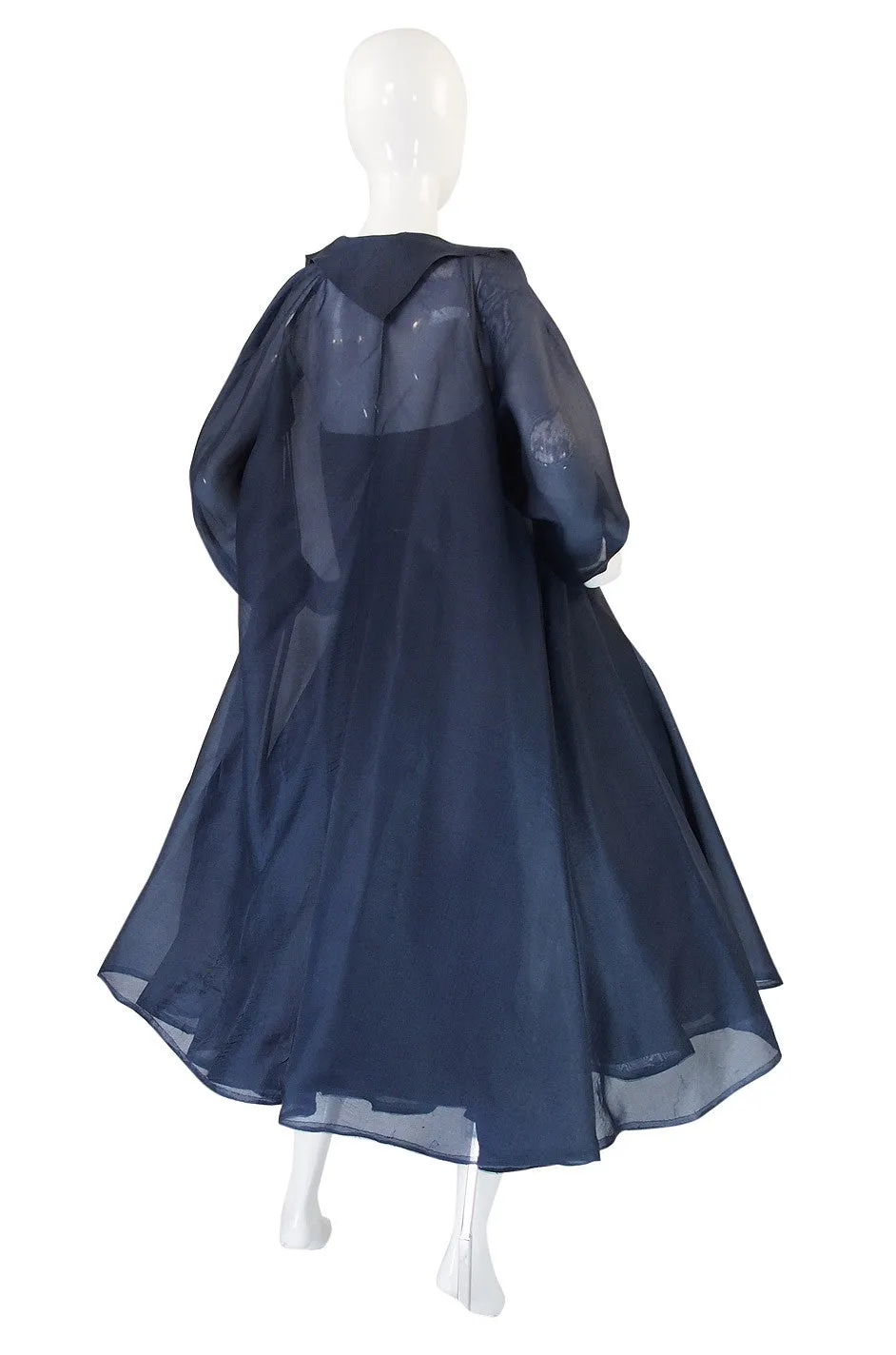 1950s Ink Blue Silk Organza Dress & Coat