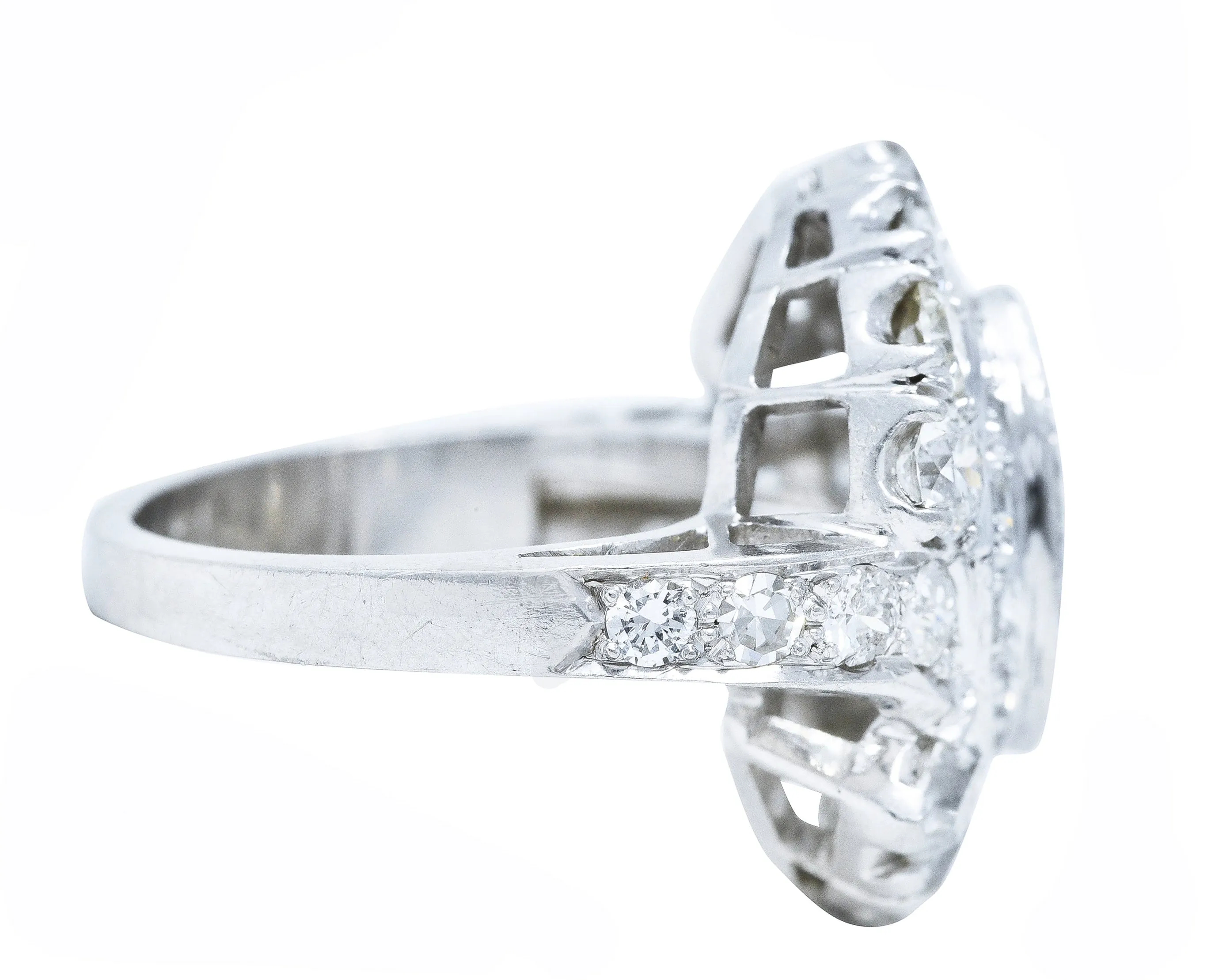 1950's Mid-Century 2.35 CTW Diamond Platinum Dinner Ring