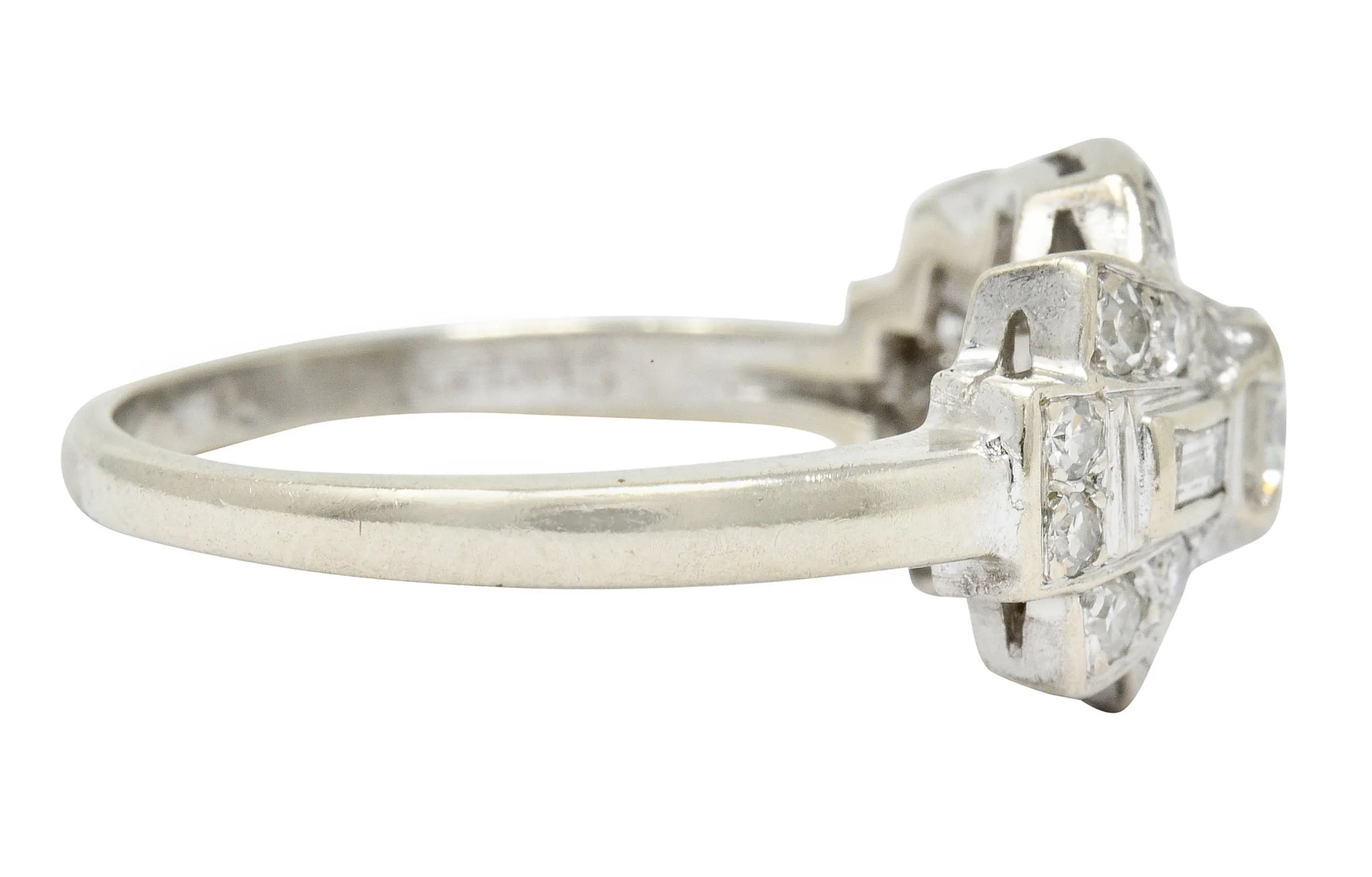 1950's Mid-Century Diamond 14 Karat White Gold Dinner Ring