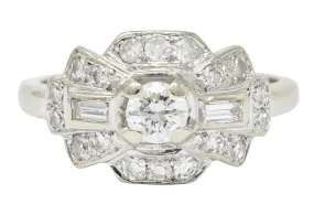 1950's Mid-Century Diamond 14 Karat White Gold Dinner Ring