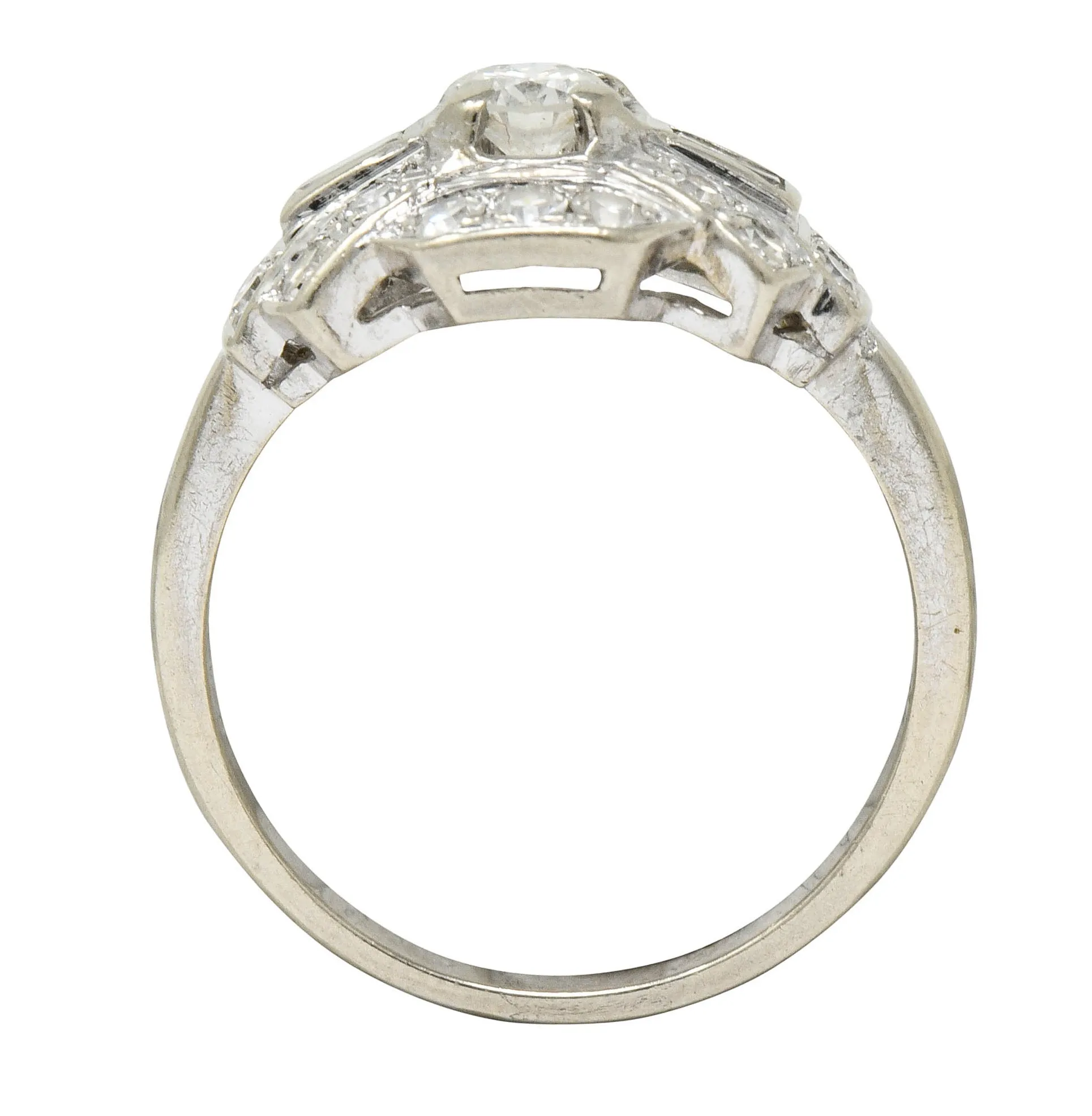 1950's Mid-Century Diamond 14 Karat White Gold Dinner Ring