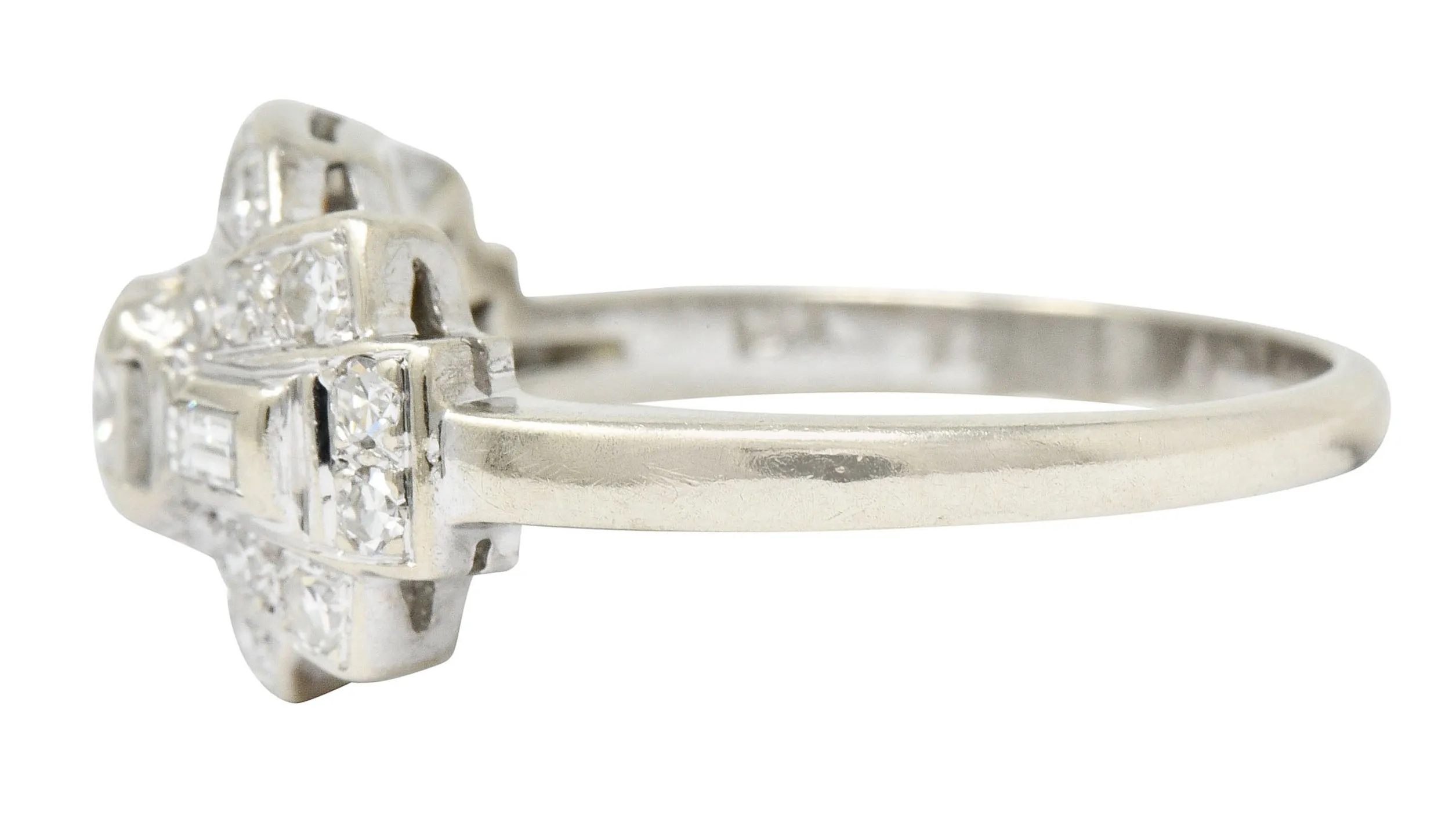 1950's Mid-Century Diamond 14 Karat White Gold Dinner Ring