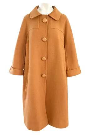 1950s Pierre Balmain Deep Mustard Orange Wool 'Blanket' Car Swing Coat