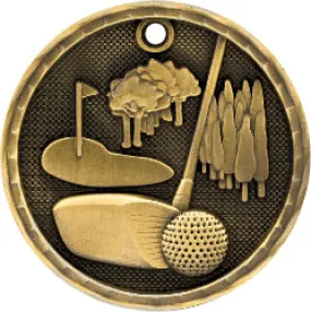 2" 3D Golf Medal