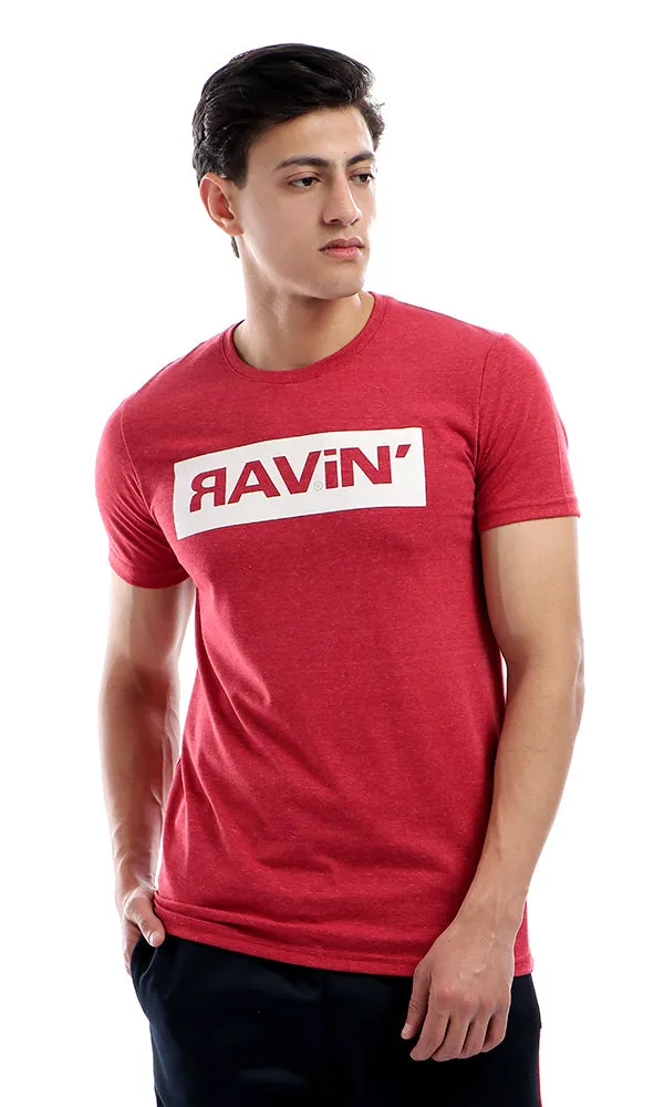 47207 Unisex Round Collar Printed Ravin Heather Burgundy Slip On T-Shirt