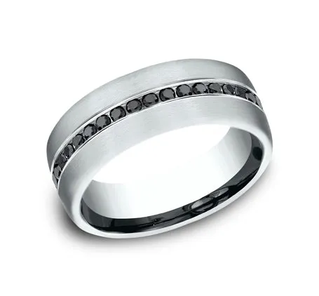 7.5mm 950-Platinum Black Diamond Men’s Wedding Ring