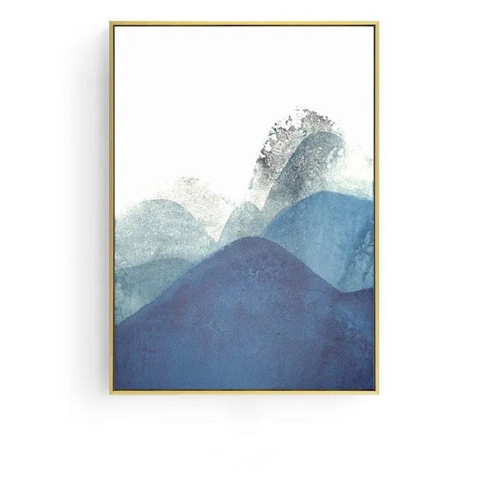 Abstract Blue and White Wall Art With Frame