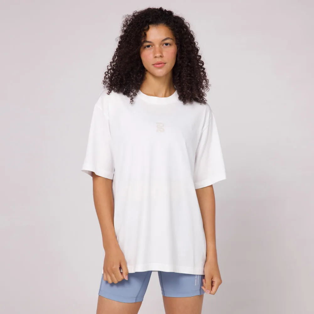 Abstract Color Block Cotton Tee, Unisex - White