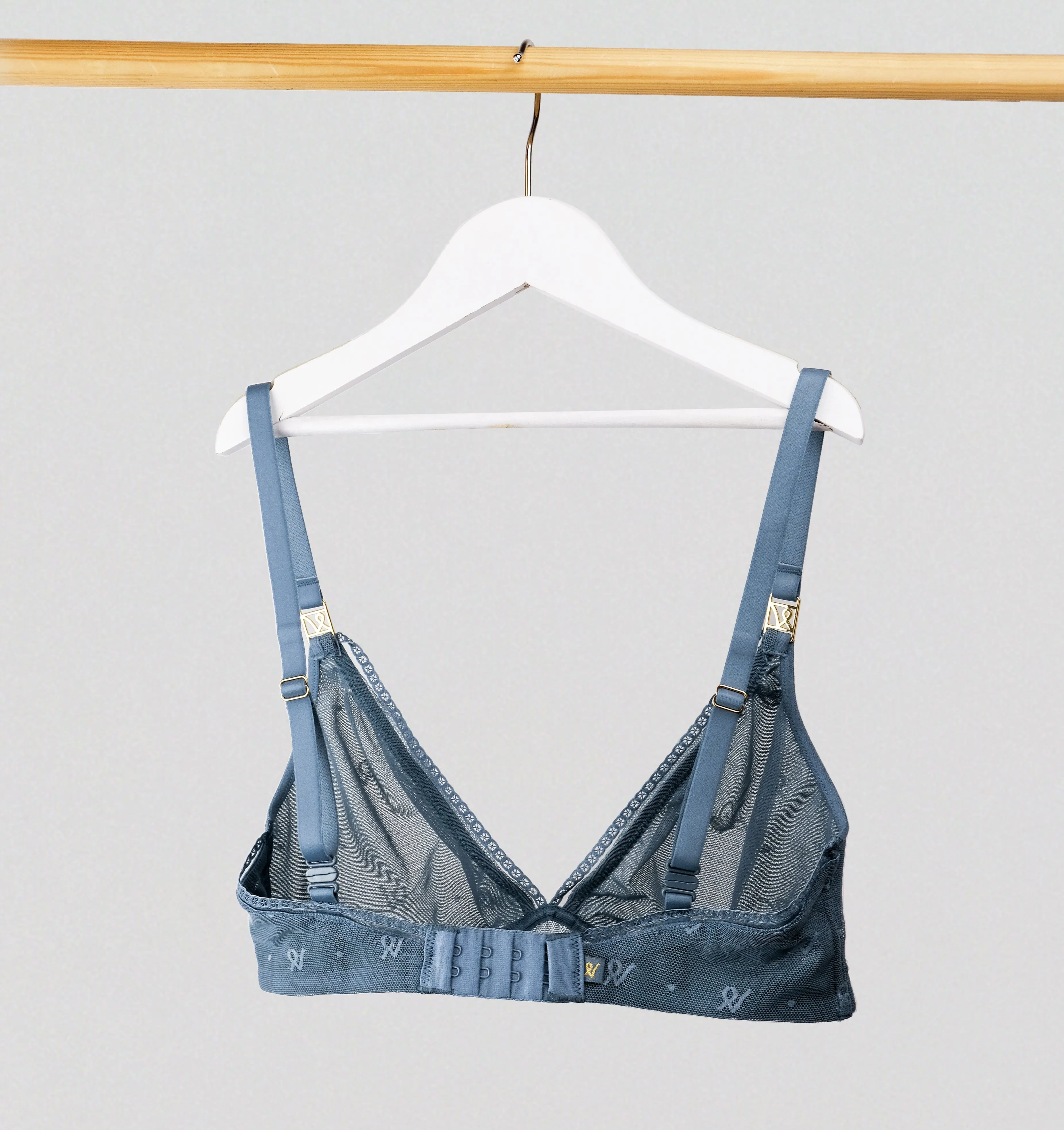 Abstract mesh non wired bralette [Denim]