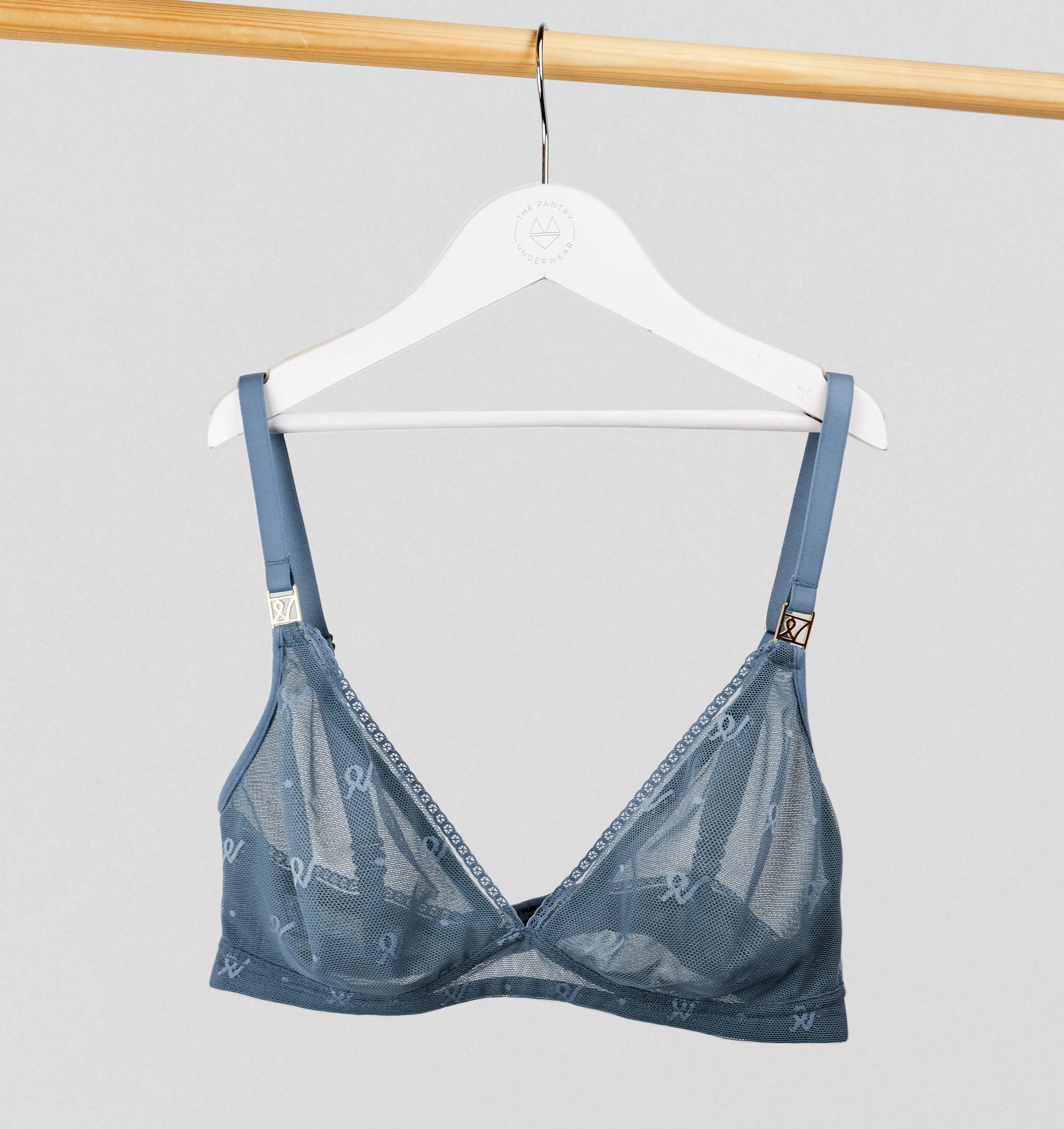 Abstract mesh non wired bralette [Denim]