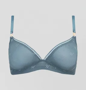 Abstract mesh non wired bralette [Denim]