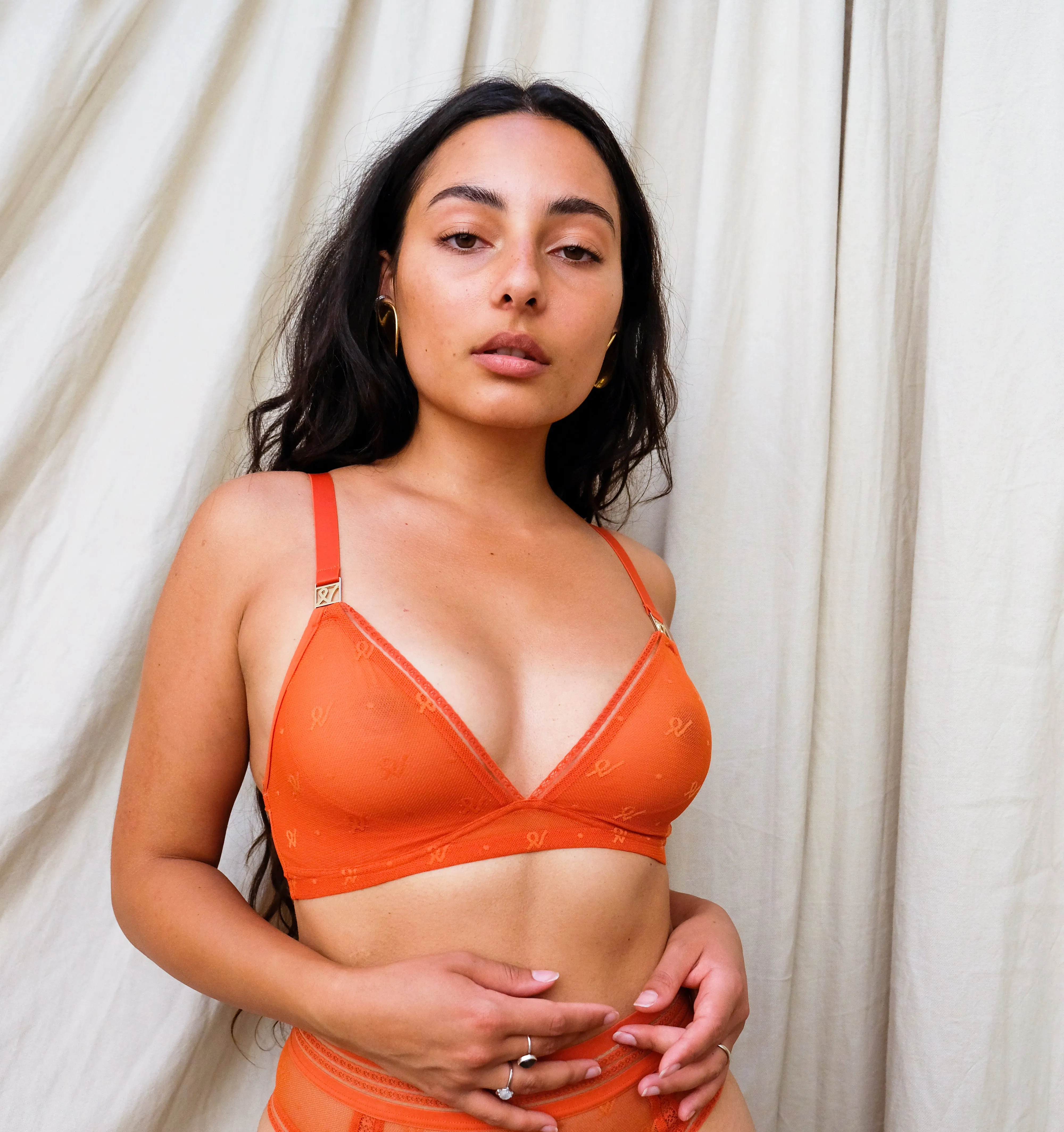 Abstract mesh non wired bralette [Papaya]