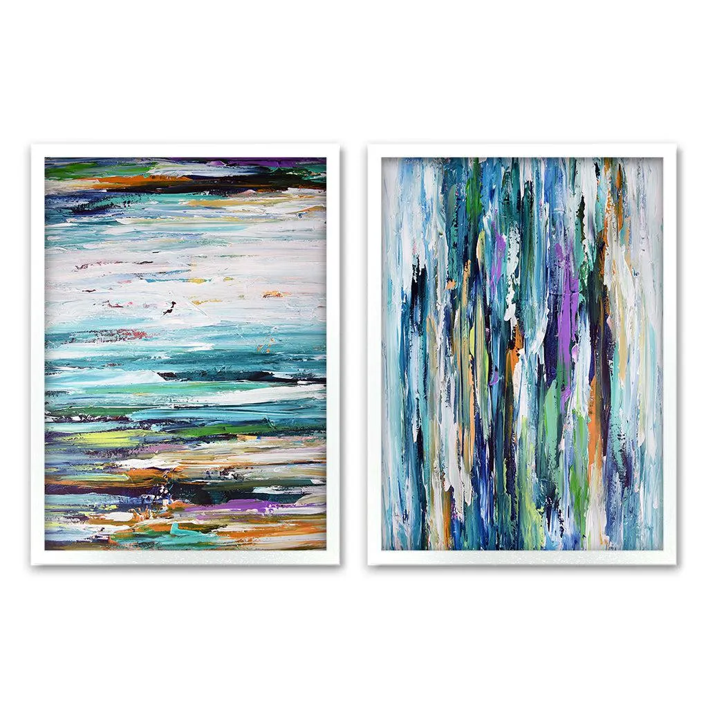 Abstract Purple Rain - Print Set of 2