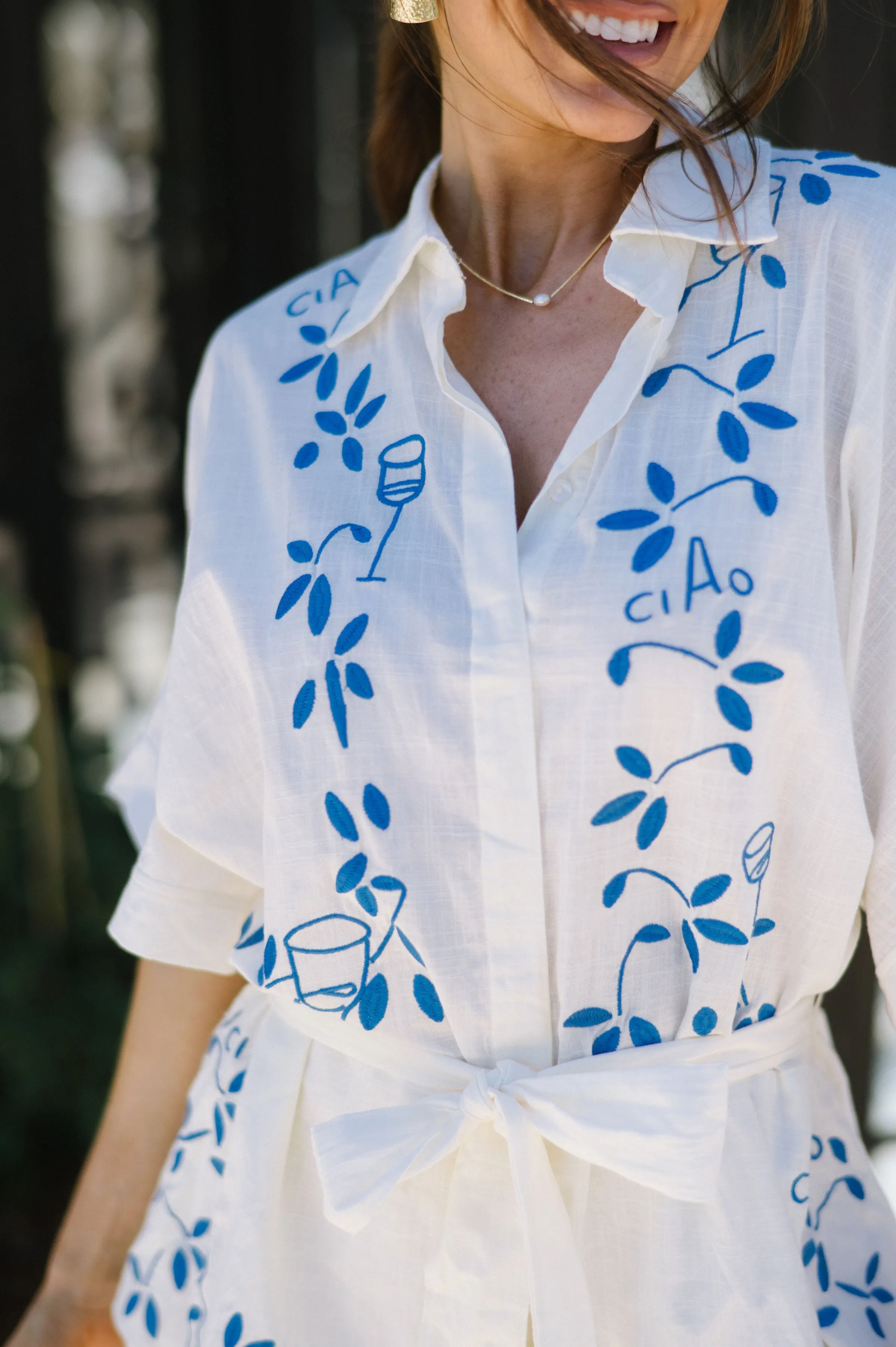 Adley Embroidered Romper- Beige