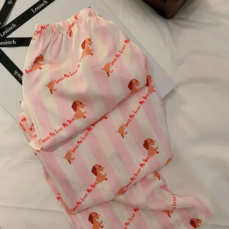 Adorable Dachshund Print Cooling Pajama Set for Women