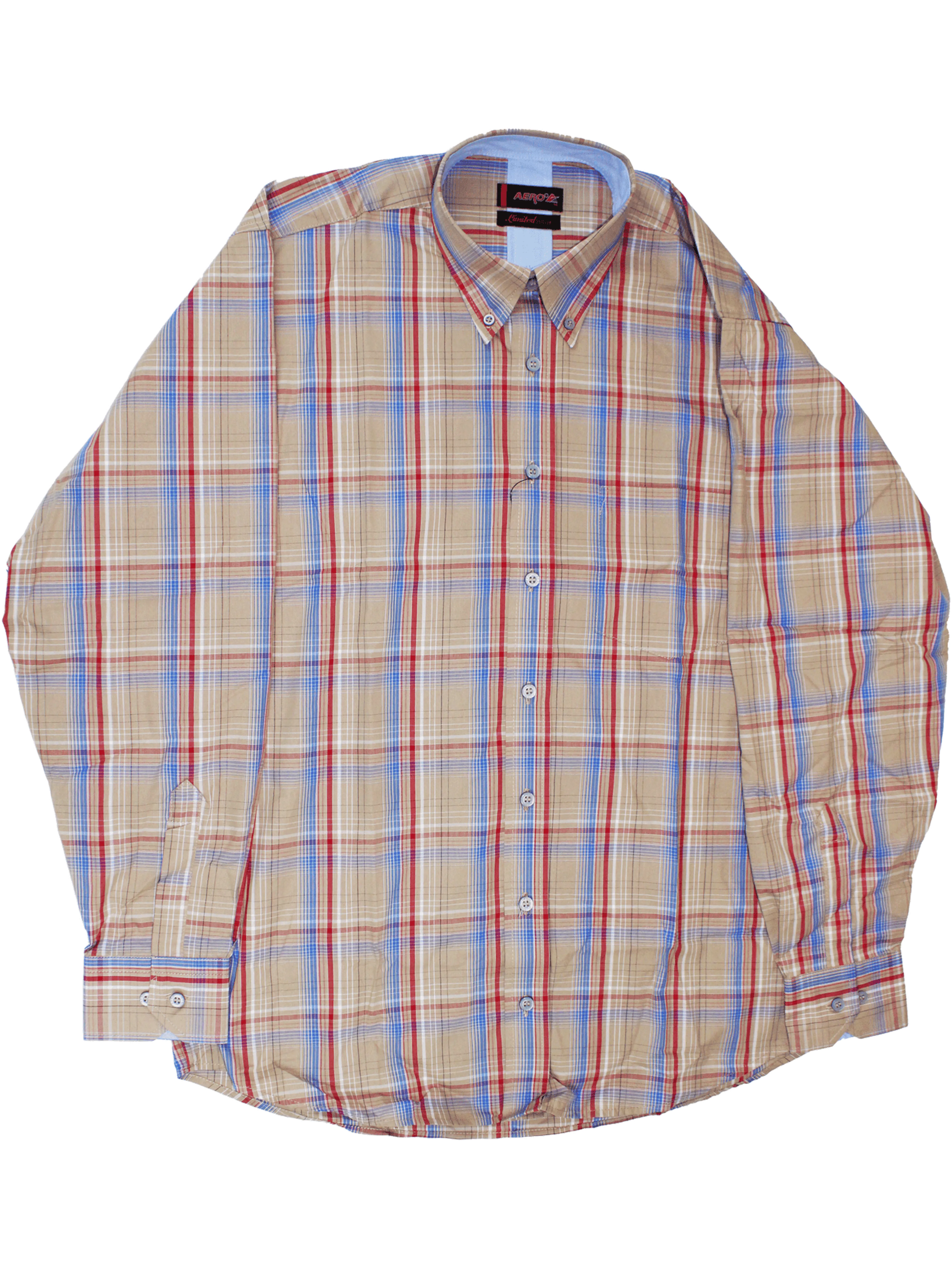 AERO Beige Checkered L/S Shirt