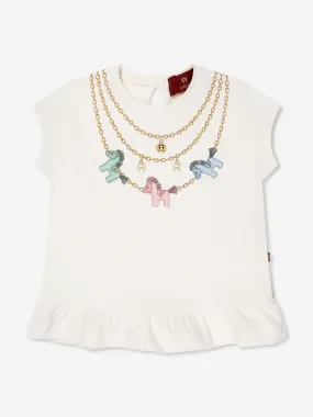 Aigner Baby Girls Necklace Print T-Shirt in Ivory