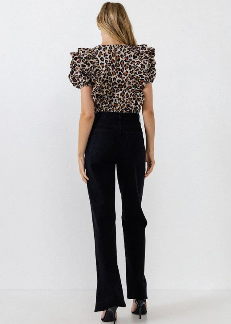 Albury Leopard Ruffle Top