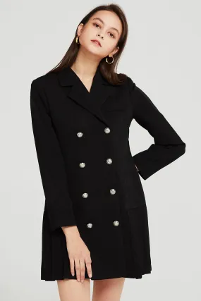 Alexa Pleated Hem Blazer Dress w/Belt