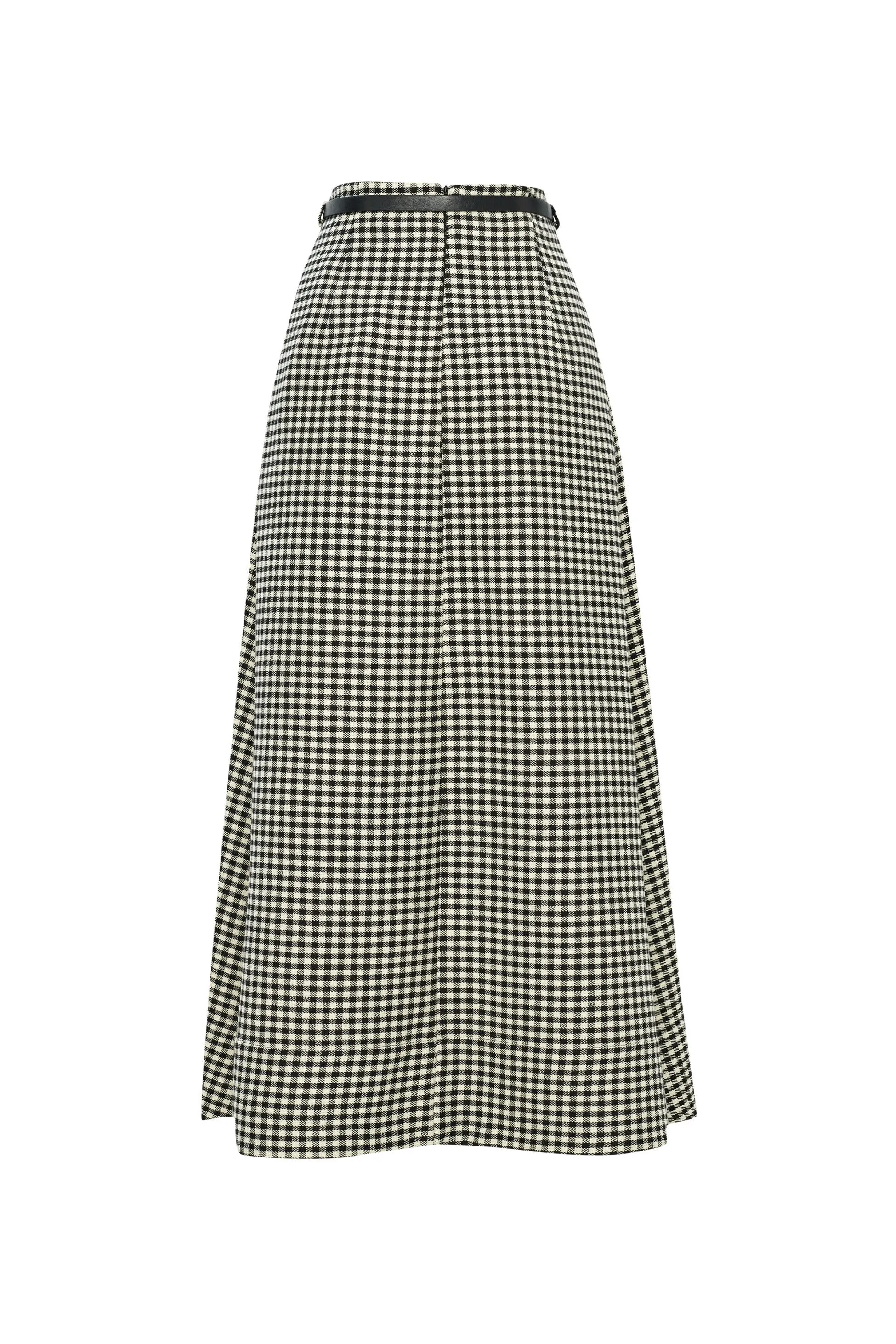 Aline Gingham Patterned Midi Skirt with Belt