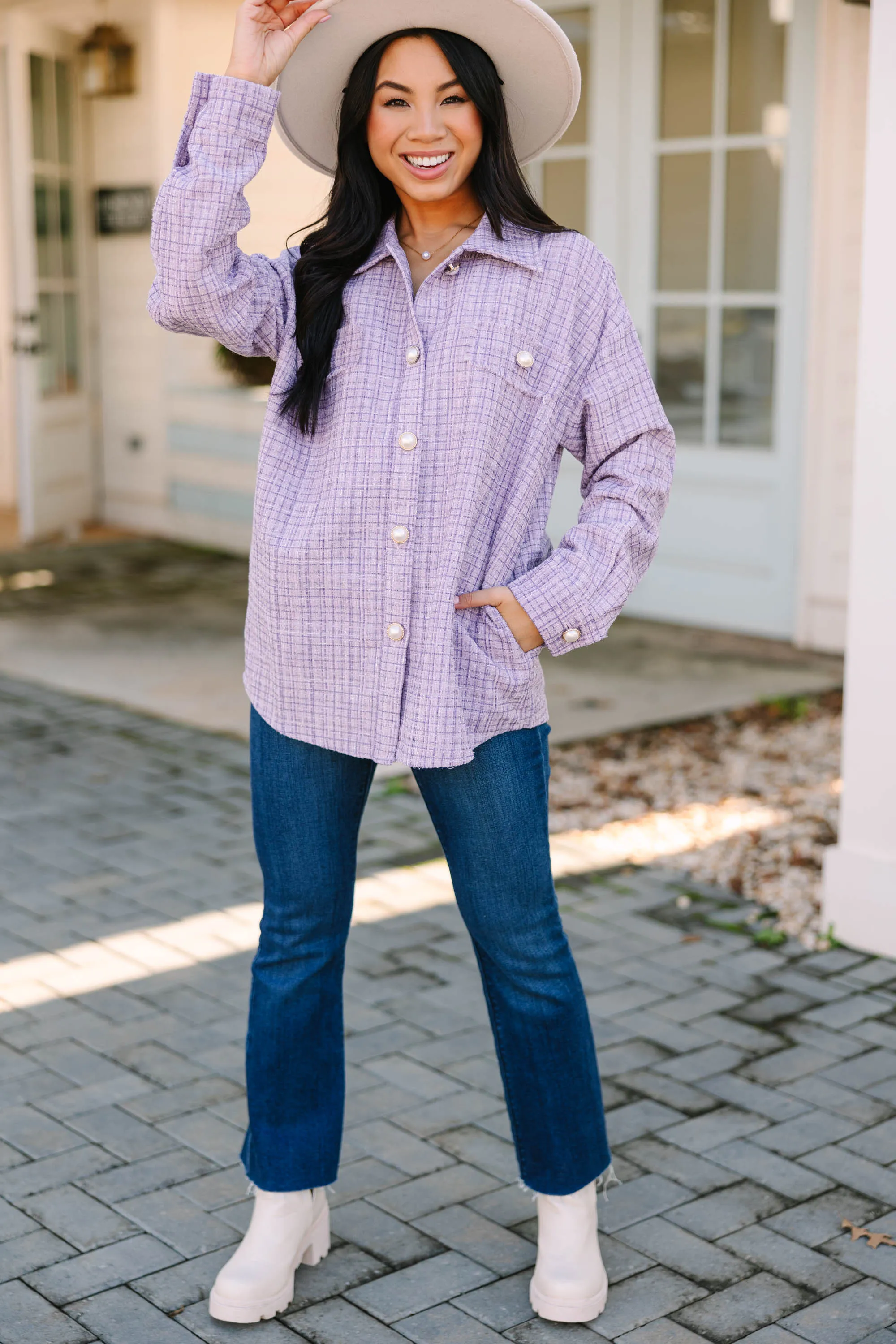 All Class Lavender Purple Tweed Jacket