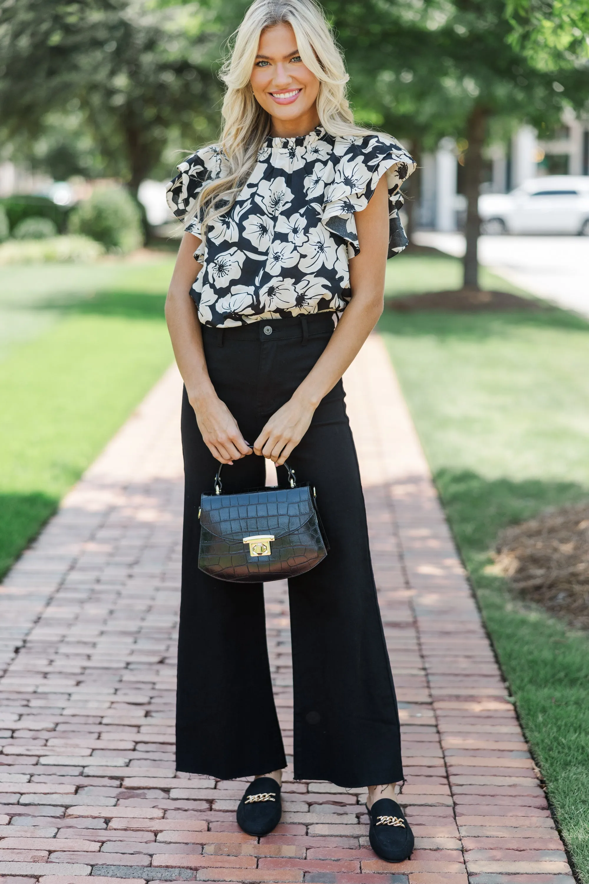 All Heart Black Floral Blouse