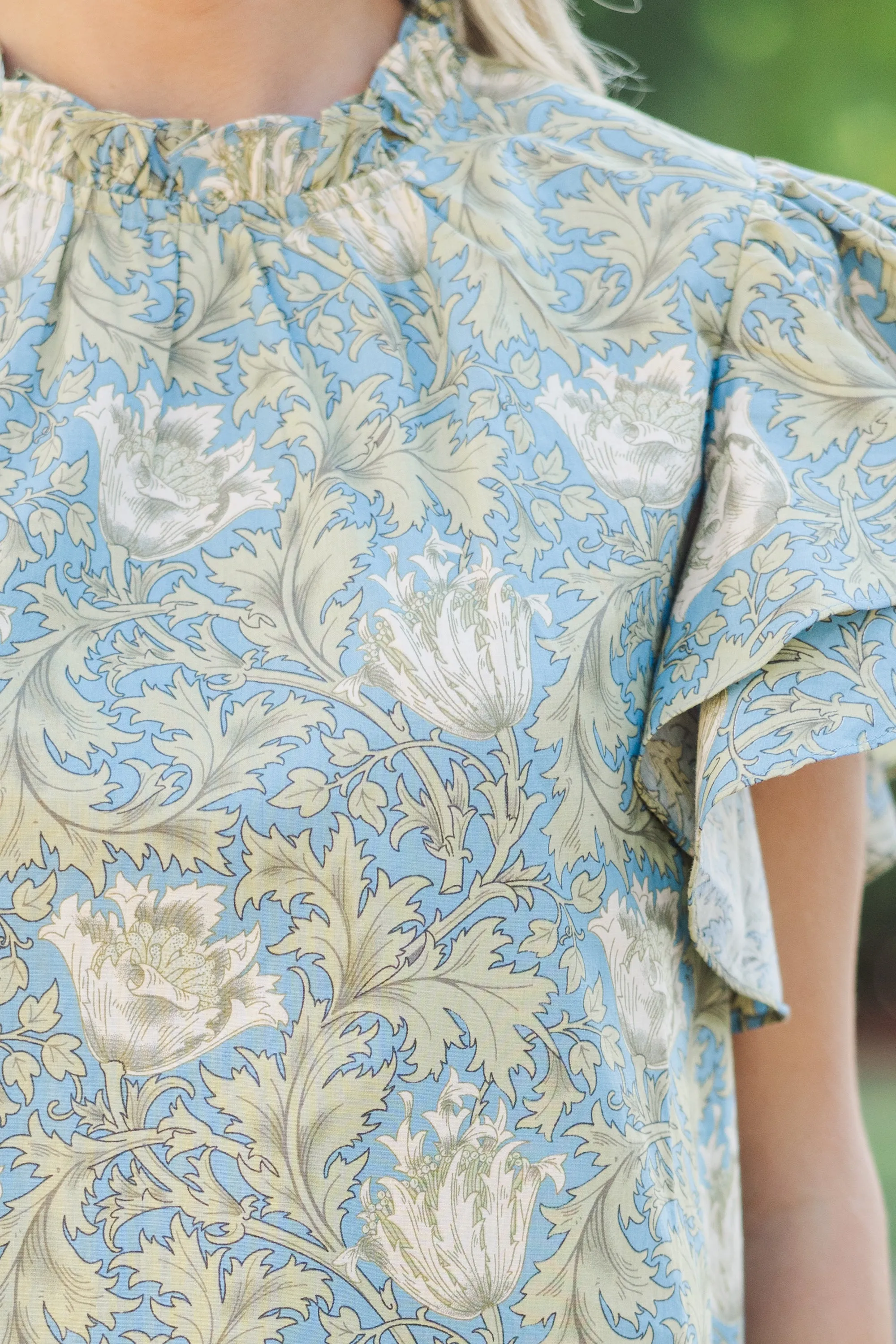 All Heart Light Blue Floral Blouse