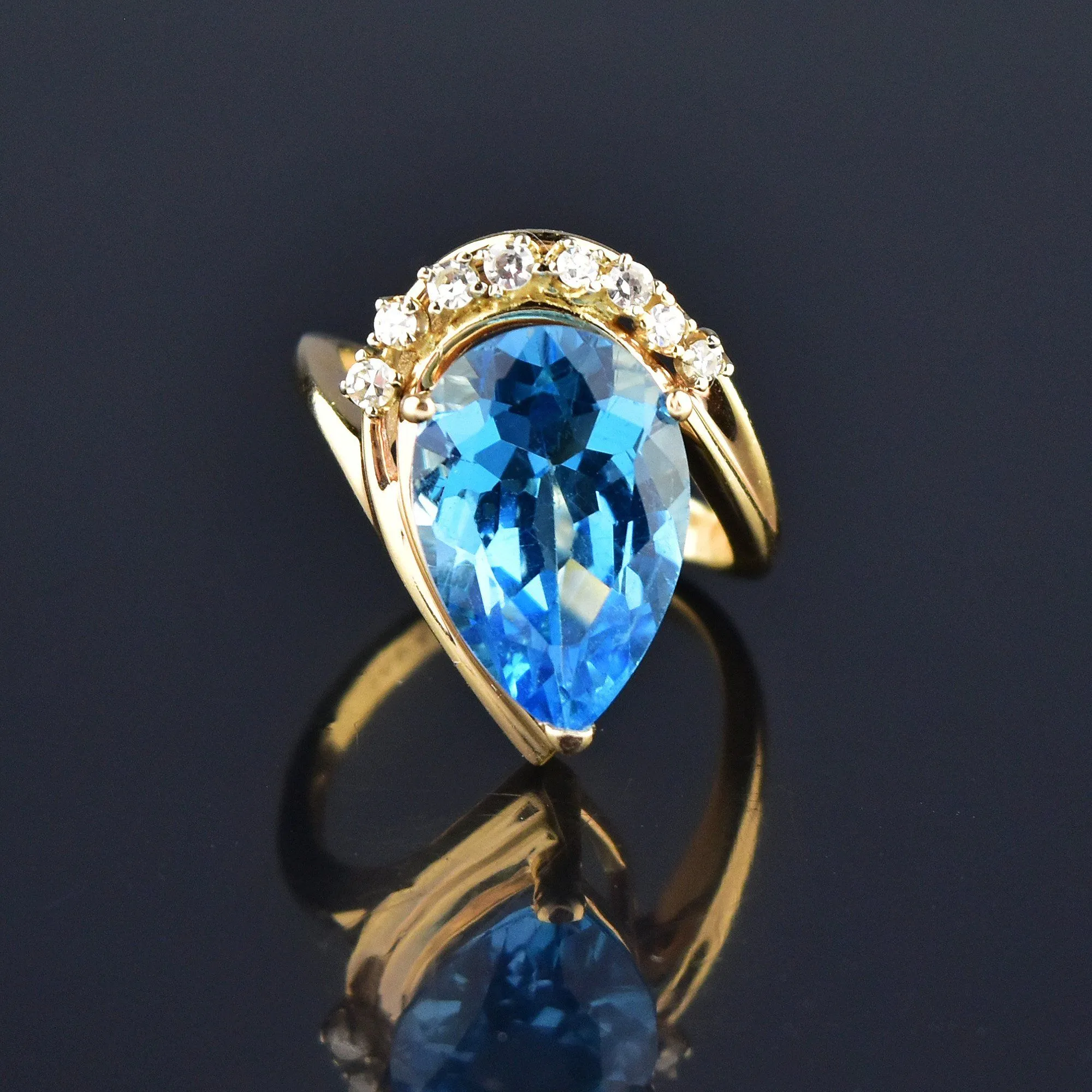 Alwand Vahan Blue Topaz Diamond 14K Gold Ring