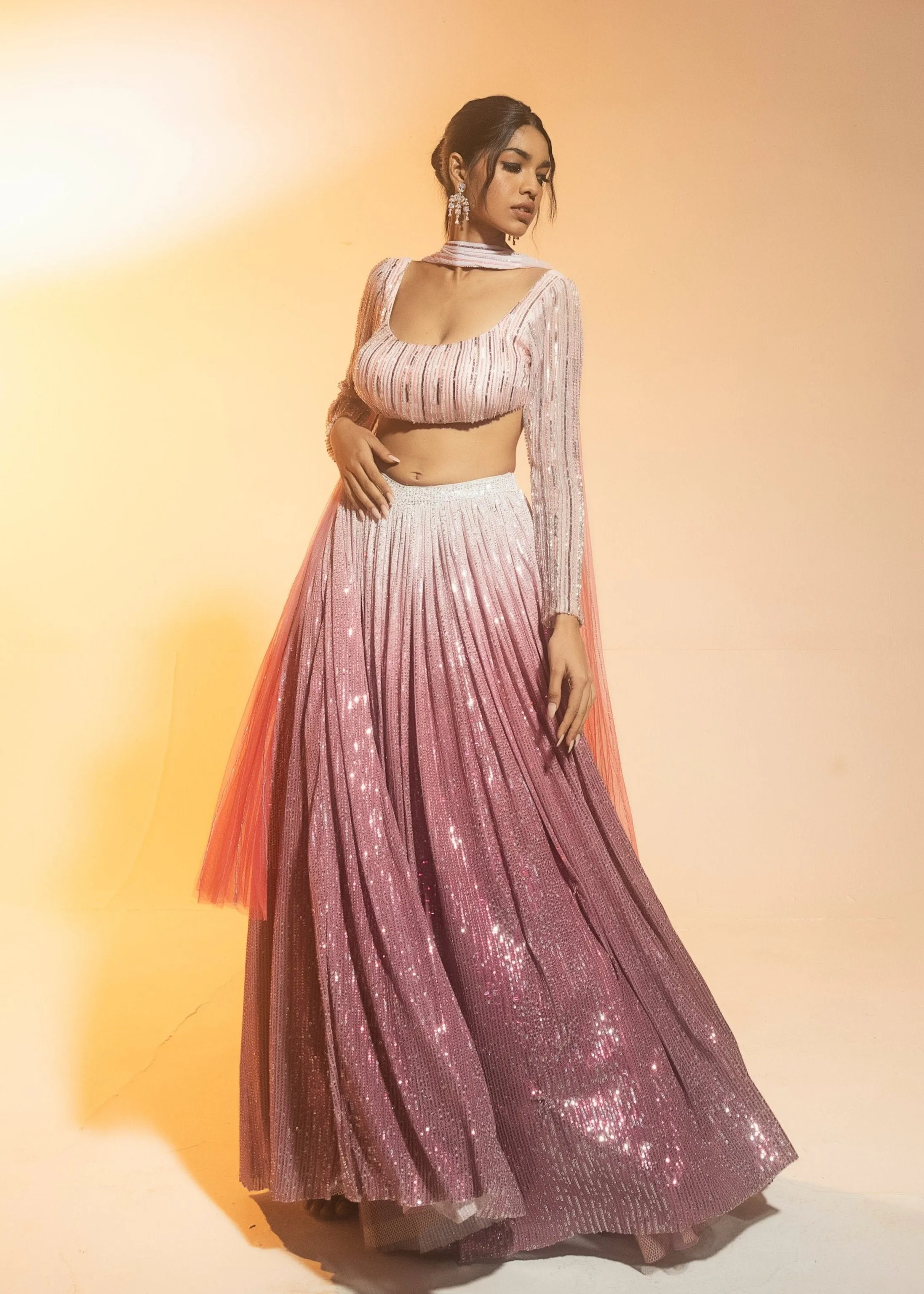 Anaisha Pink Ombre Embroidered Lehenga Set