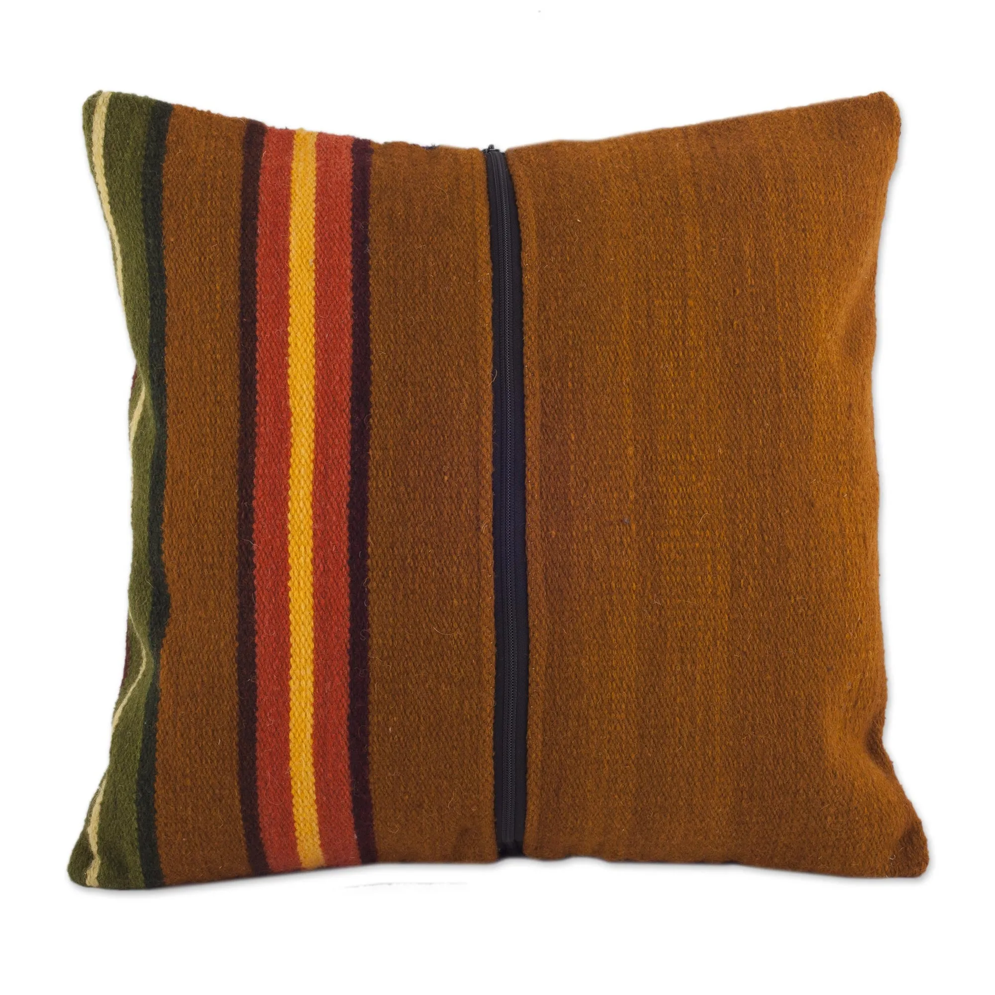 Andean Illusion Handwoven Striped Wool Cushion Cover from Peru