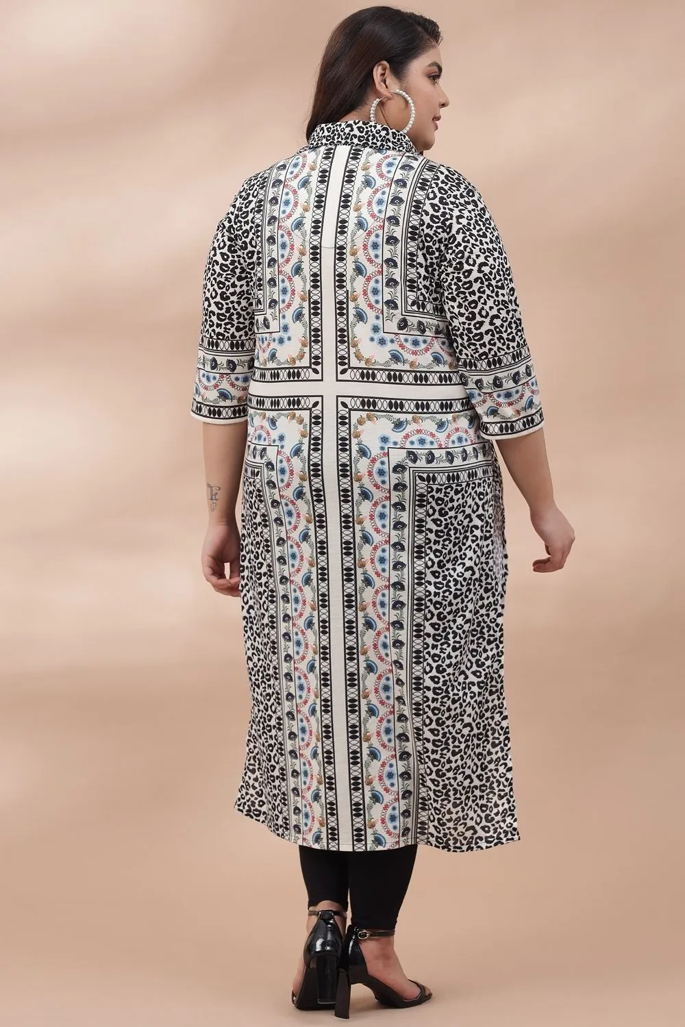 Animal Ethnic Printed Collar Kurti