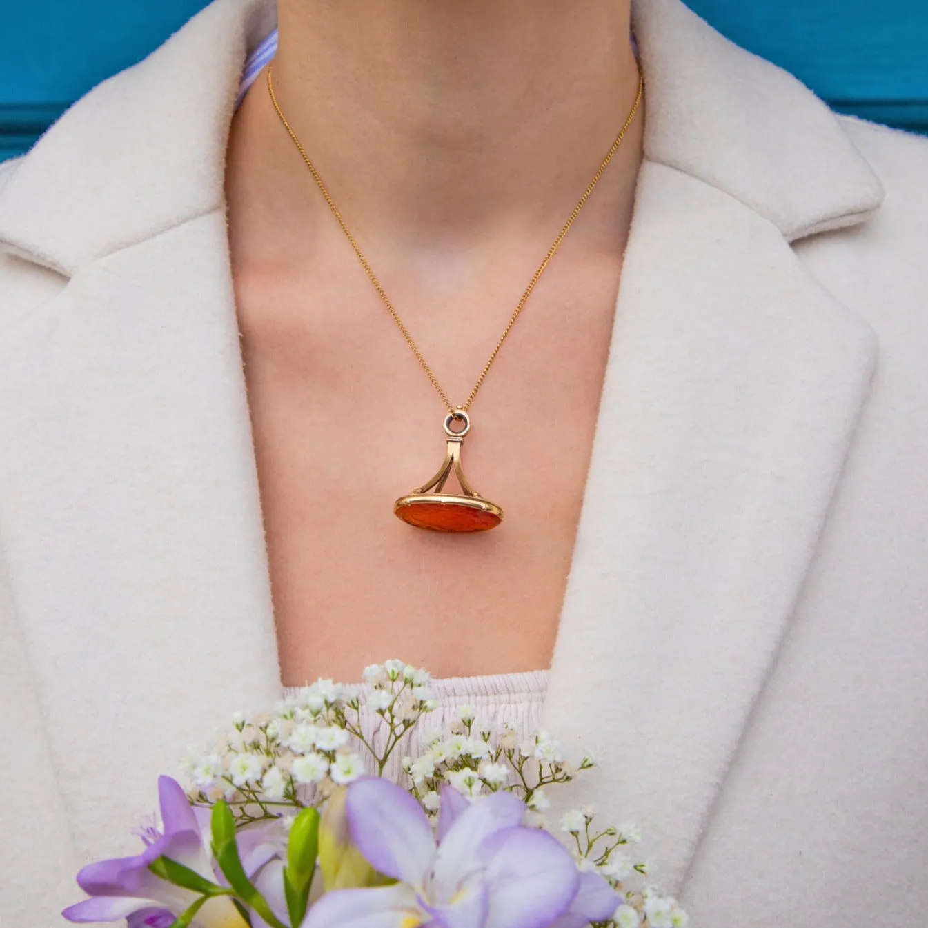 Antique 15ct Gold Carnelian Intaglio Fob Pendant