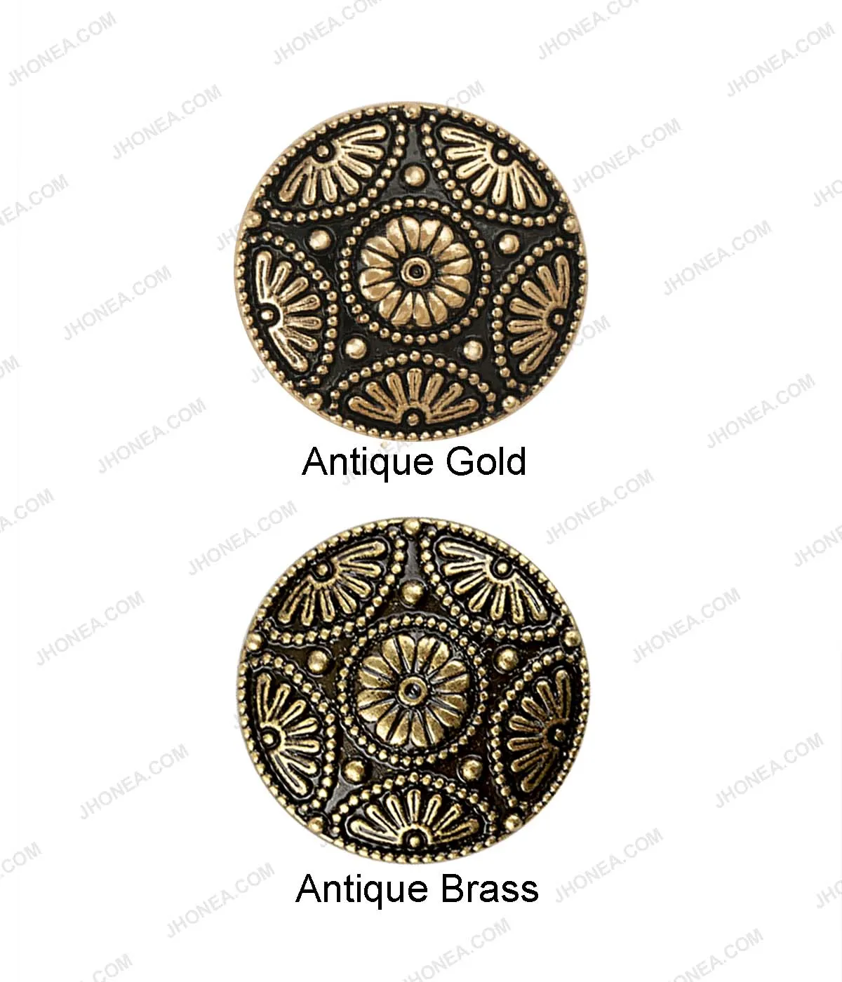 Antique Brass & Antique Gold Intricate Floral Design Ethnic Buttons