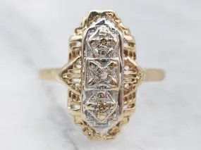 Antique Champagne Diamond Dinner Ring