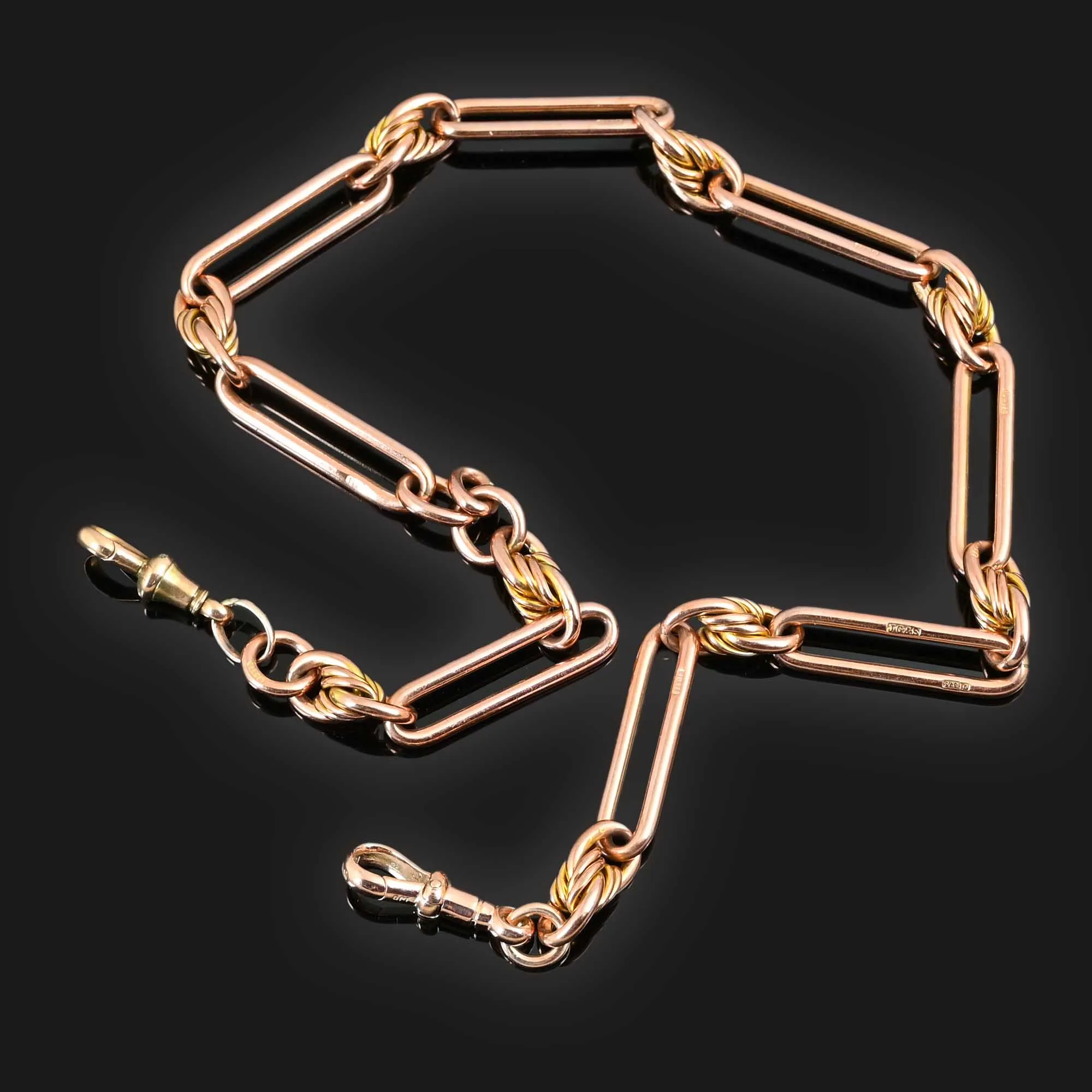 Antique Fetter and Knot Rose Gold Watch Chain Necklace