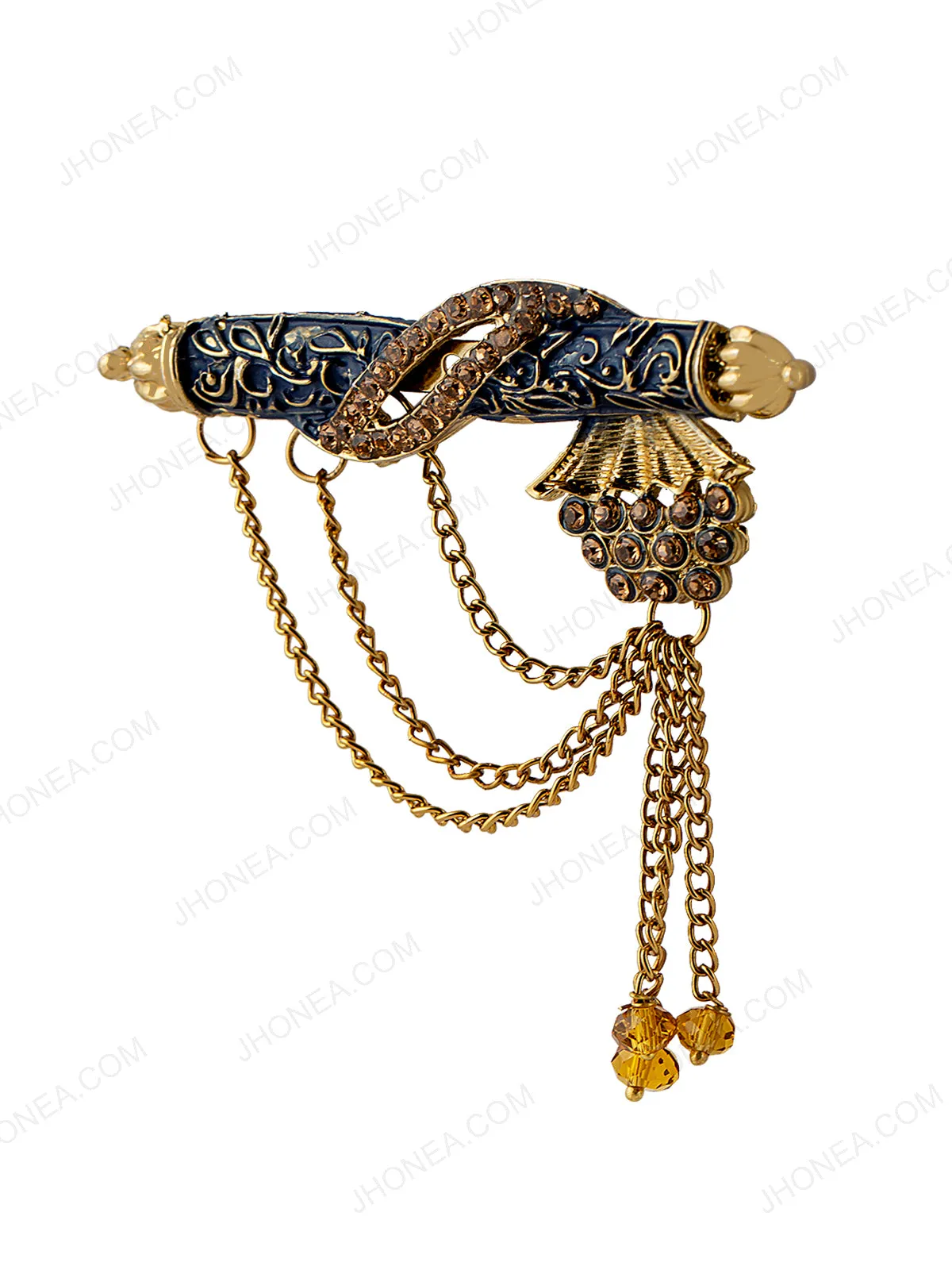 Antique Gold Diamond Ethnic Chain Brooch