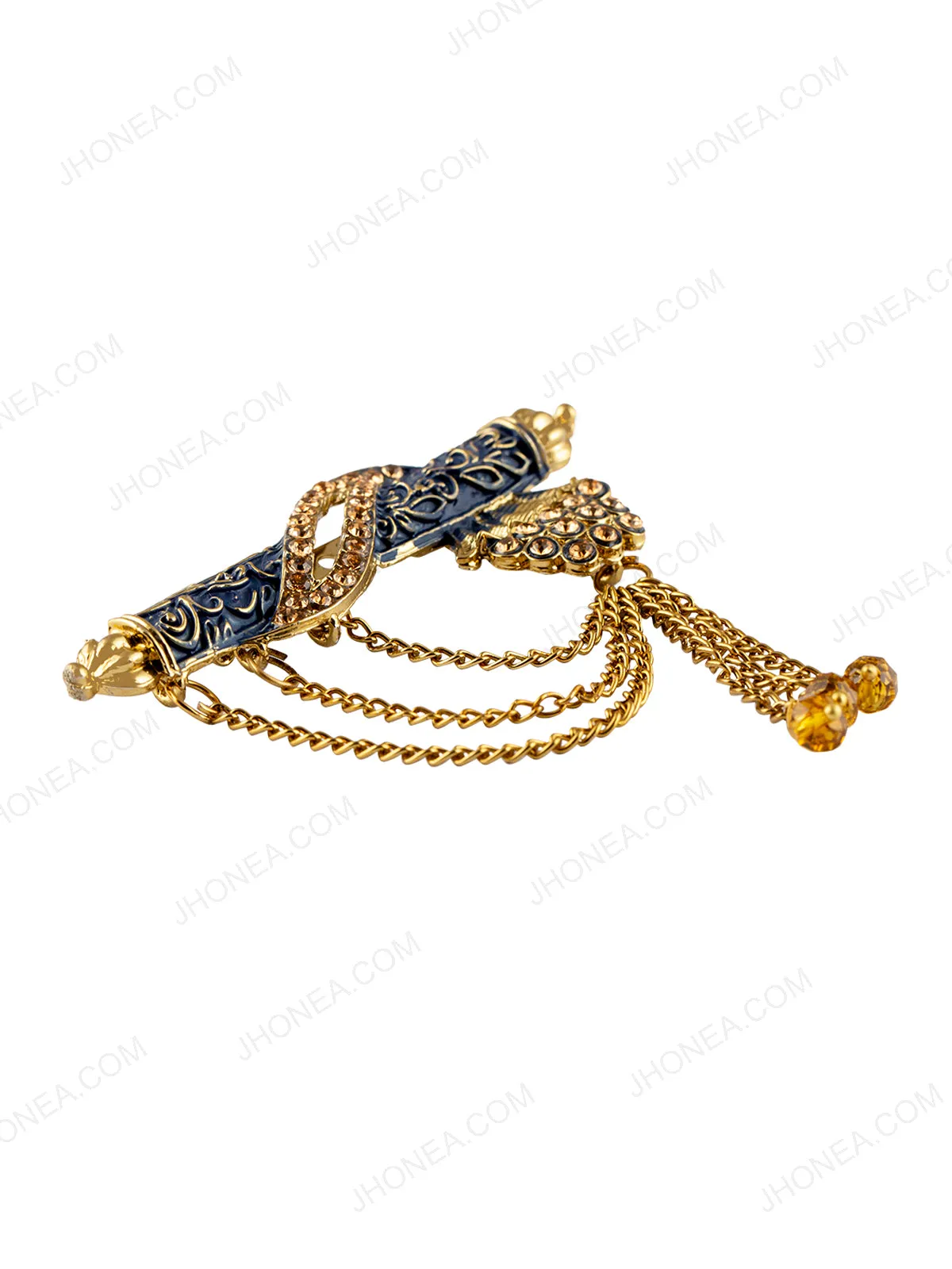 Antique Gold Diamond Ethnic Chain Brooch